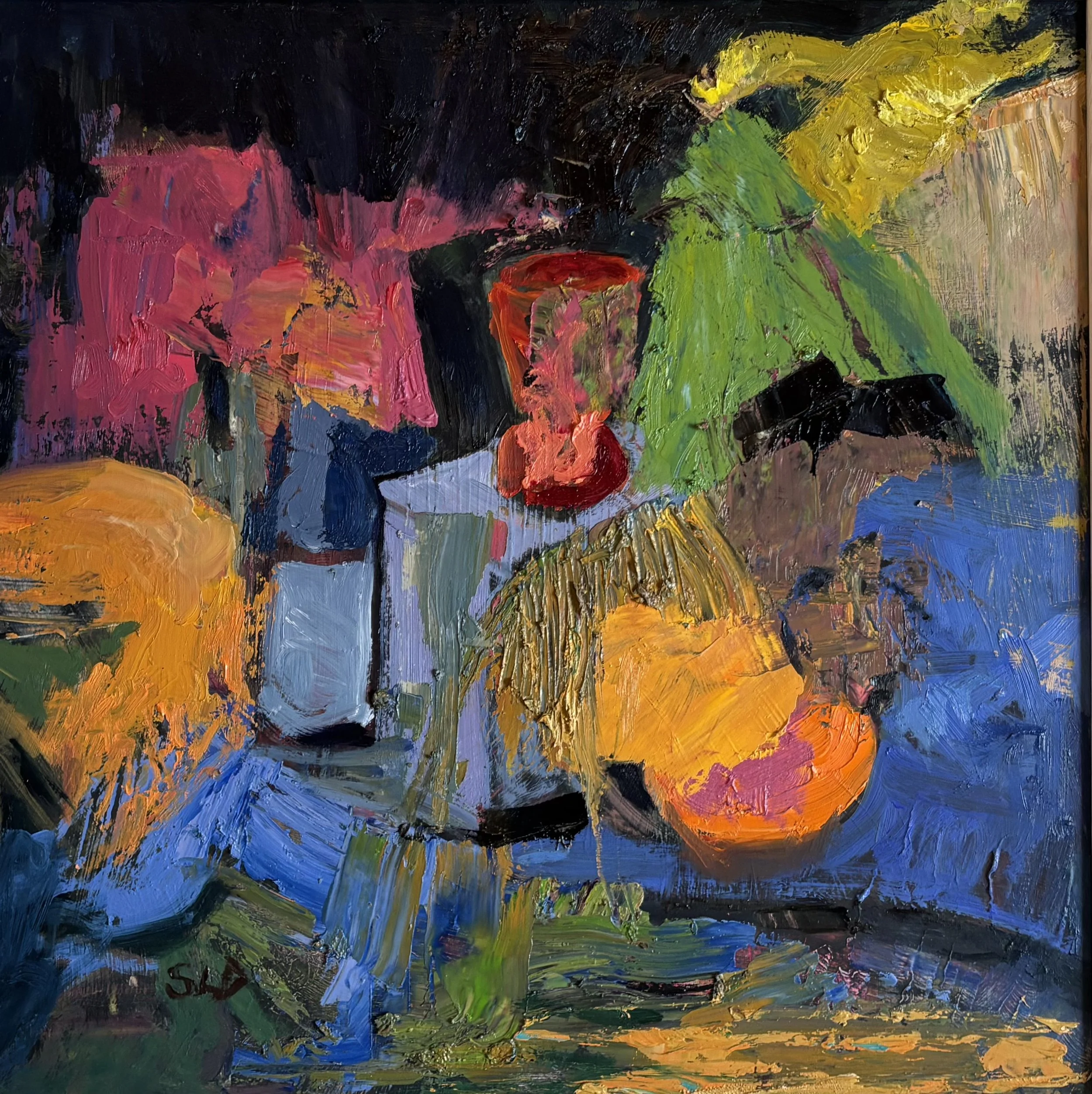The little red cup | 39cm x 39cm | Oil on Board | £450