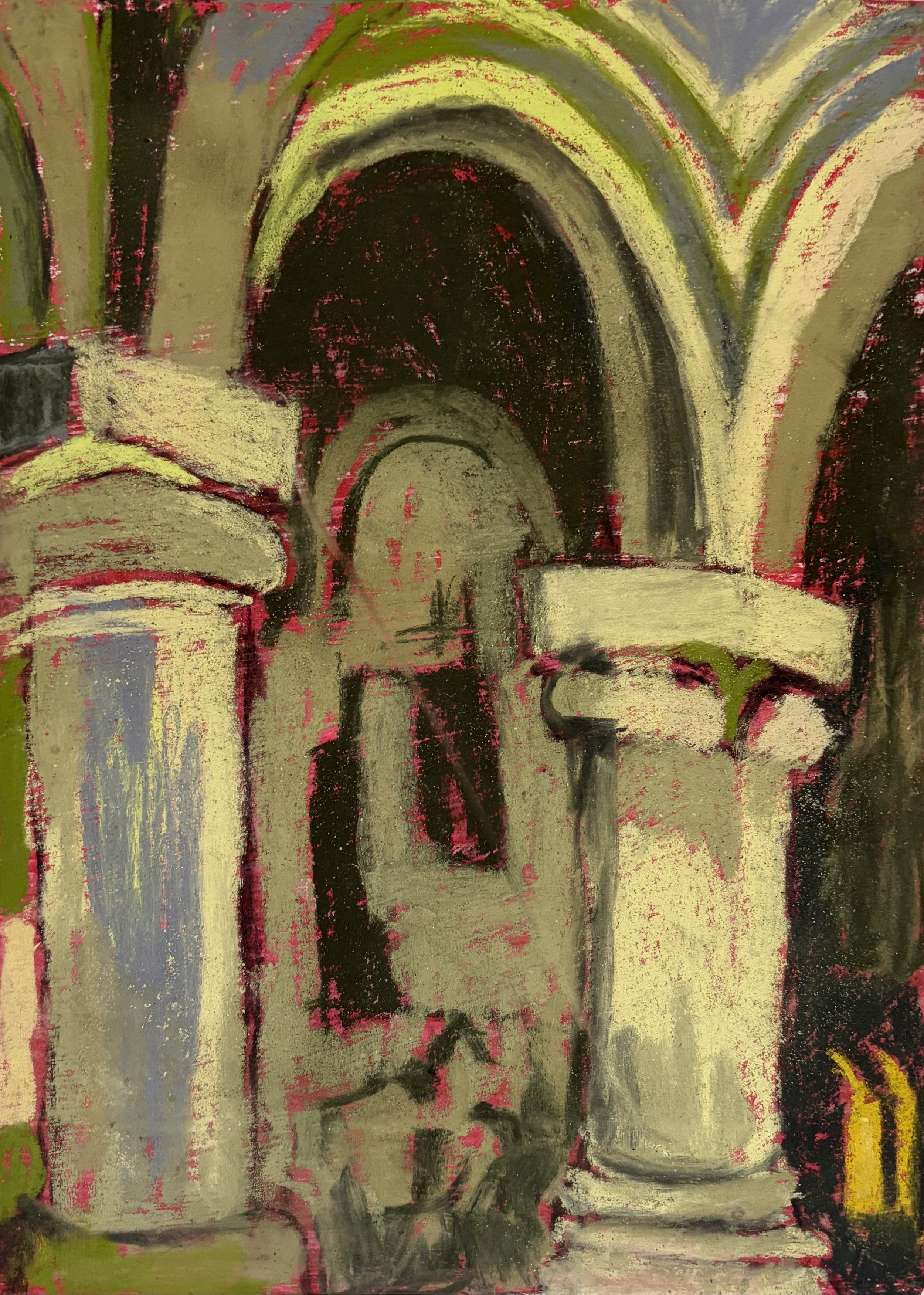 Inside Goshavank Monastery, Armenia | 21cm x 30cm | Pastel on paper | £150