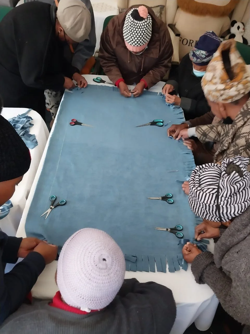 gogos cutting blanket fringes