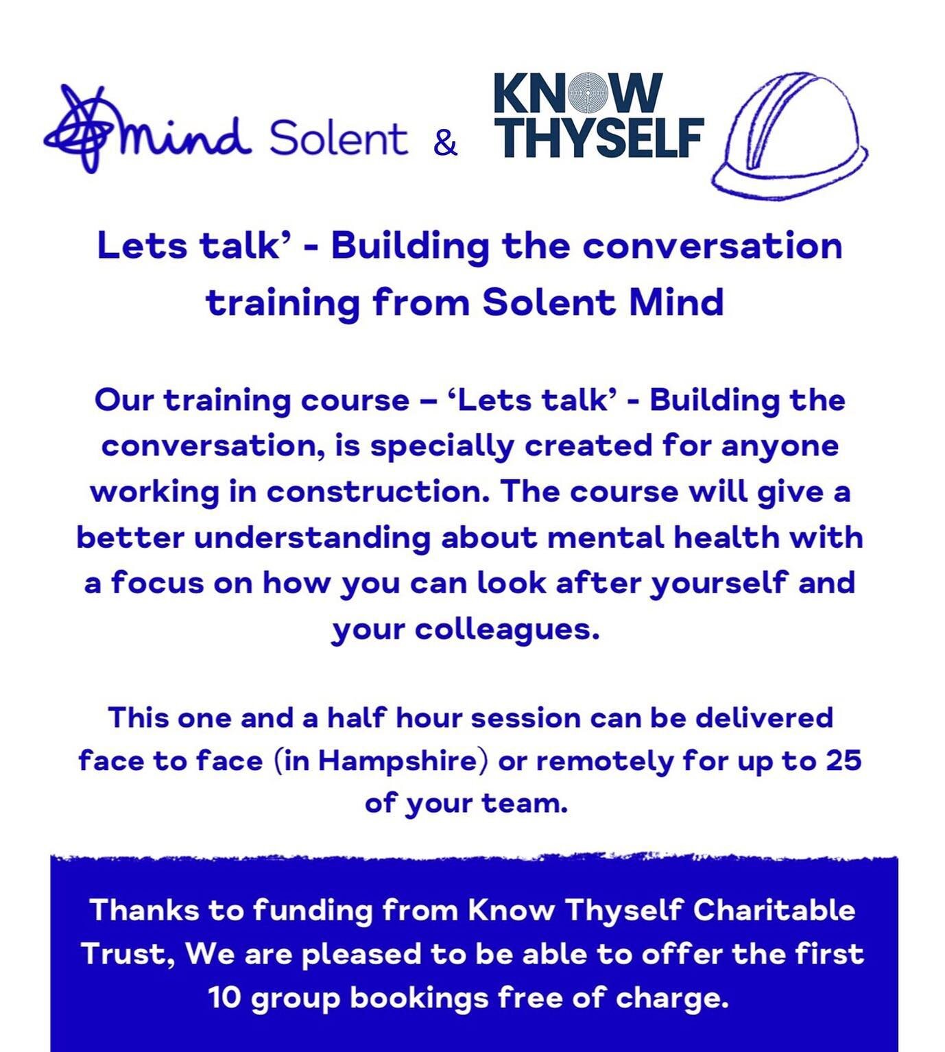 We walk, run and cycle around the world so we can raise money for mental health!
At the moment one of the charities we are funding is running a training course to support those working in  the construction industry.
 If you&rsquo;re interested in mak