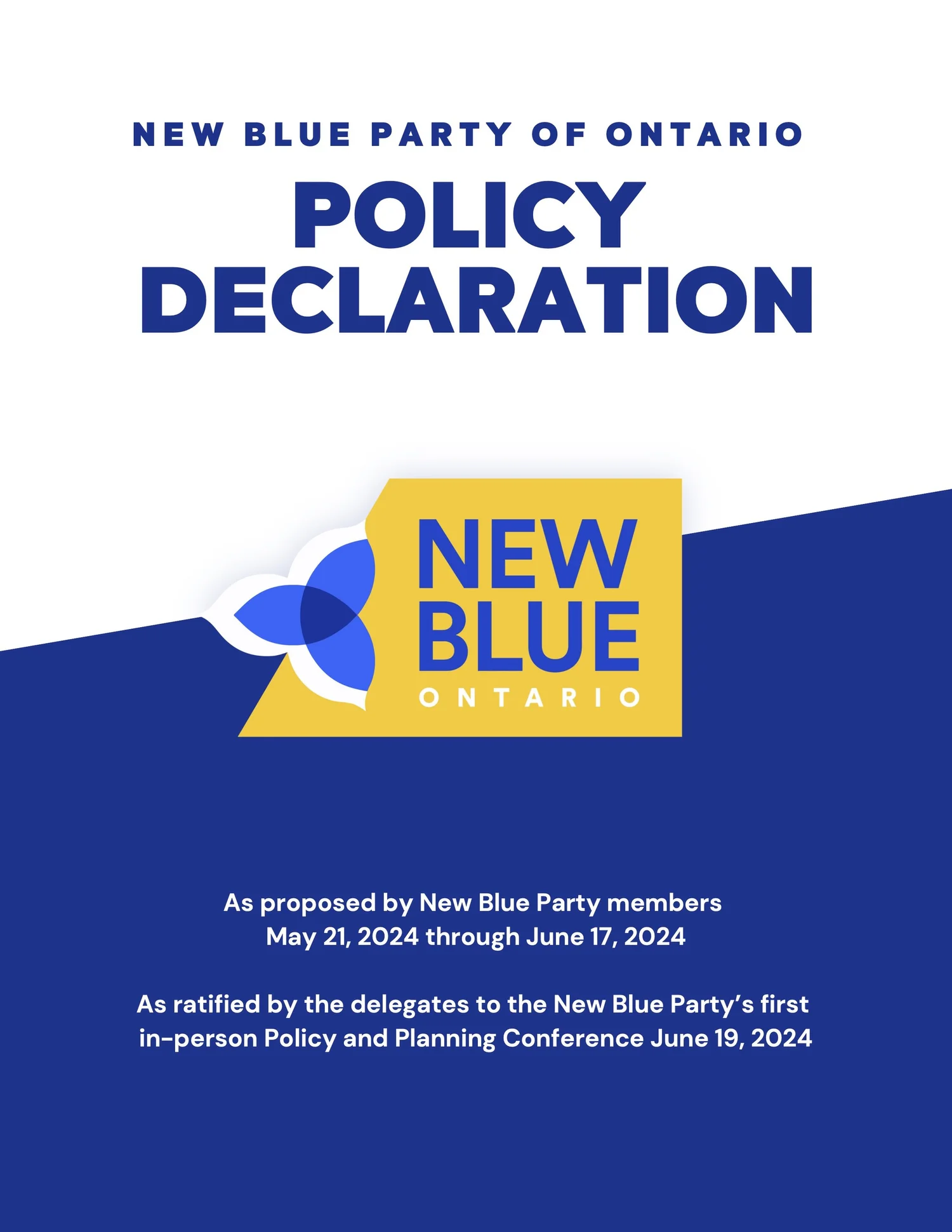 Policy Declaration — New Blue Party of Ontario