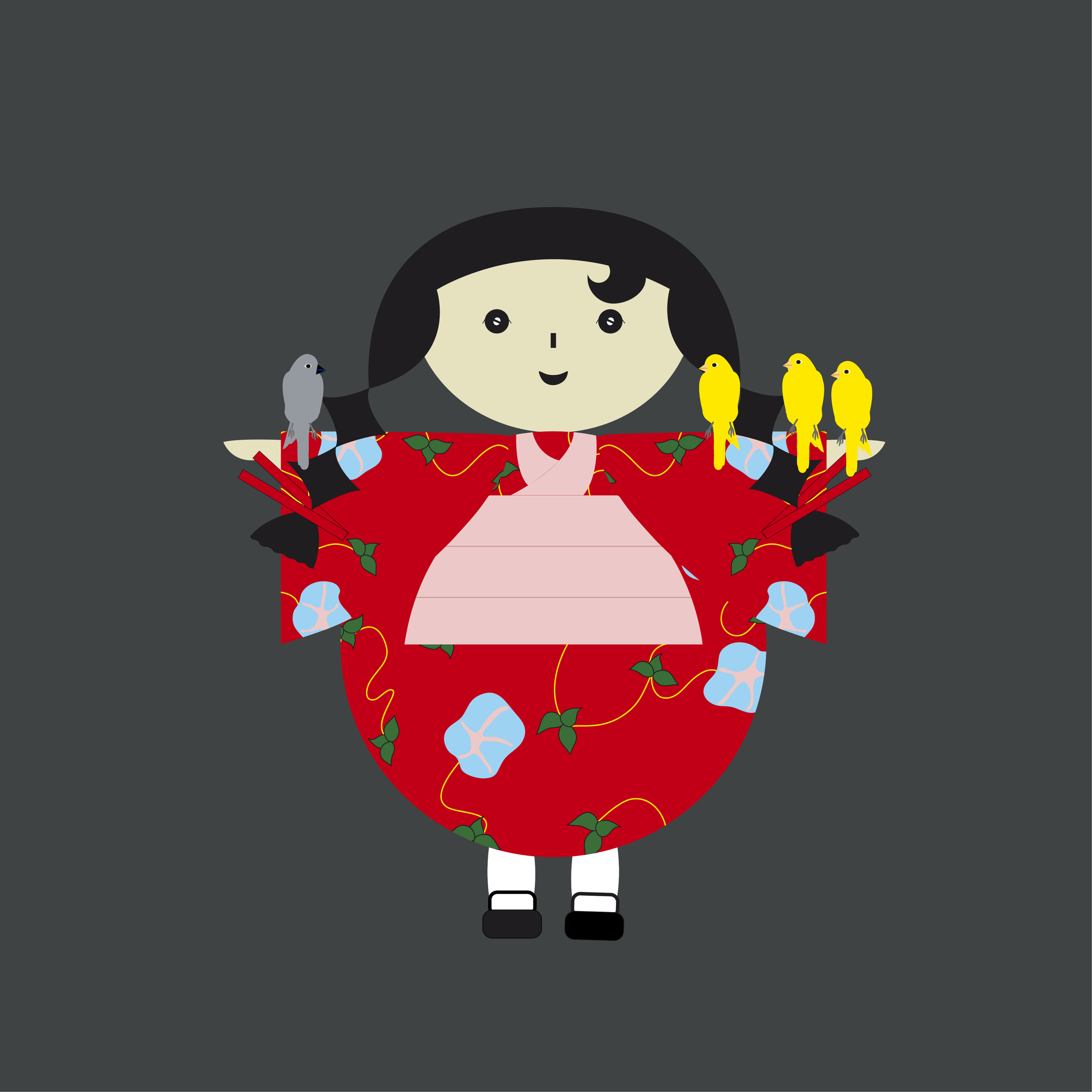 |  miko and feathered friends   |