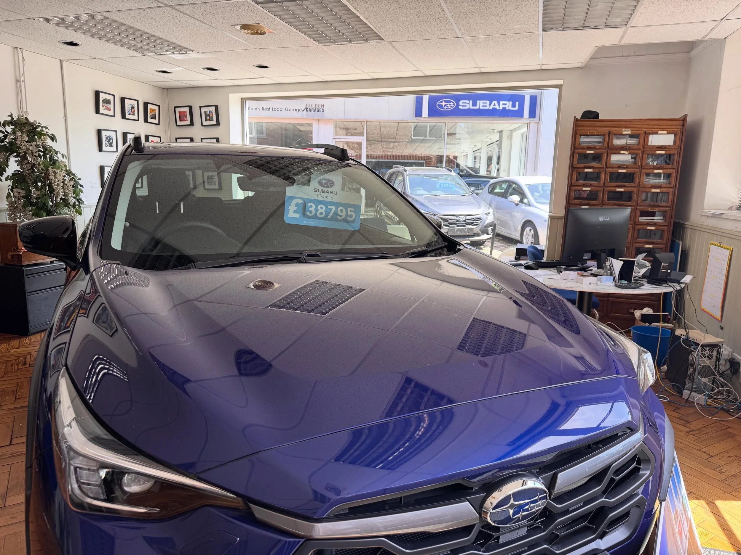 The Subaru Crosstrek in Sapphire Blue, pictured here in our showroom. We have an extra &pound;1000 on offer for your part exchange for all new Subarus purchased before 30th June - give us a call! 📞 🚙
.
#kinghams #kinghamssubaru #subarucrosstrek #su