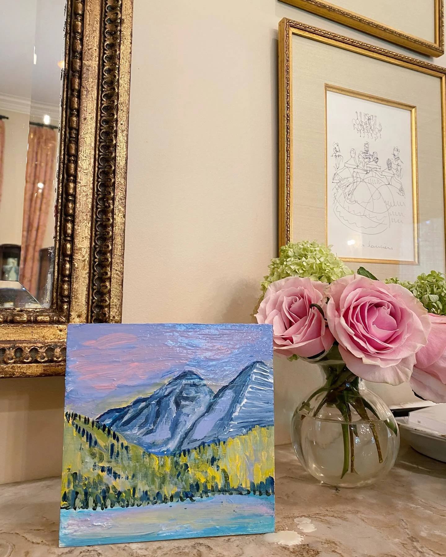 &ldquo;Maroon Bells #2&rdquo;
6x6 Original Acrylic Painting
$75 (DM for purchase)

&ldquo;Nature with its hues array&rdquo;
&ldquo;The earth is satisfied with the fruit of your work&rdquo;

To be present
To take in with eyes, 
with ears, with touch, 