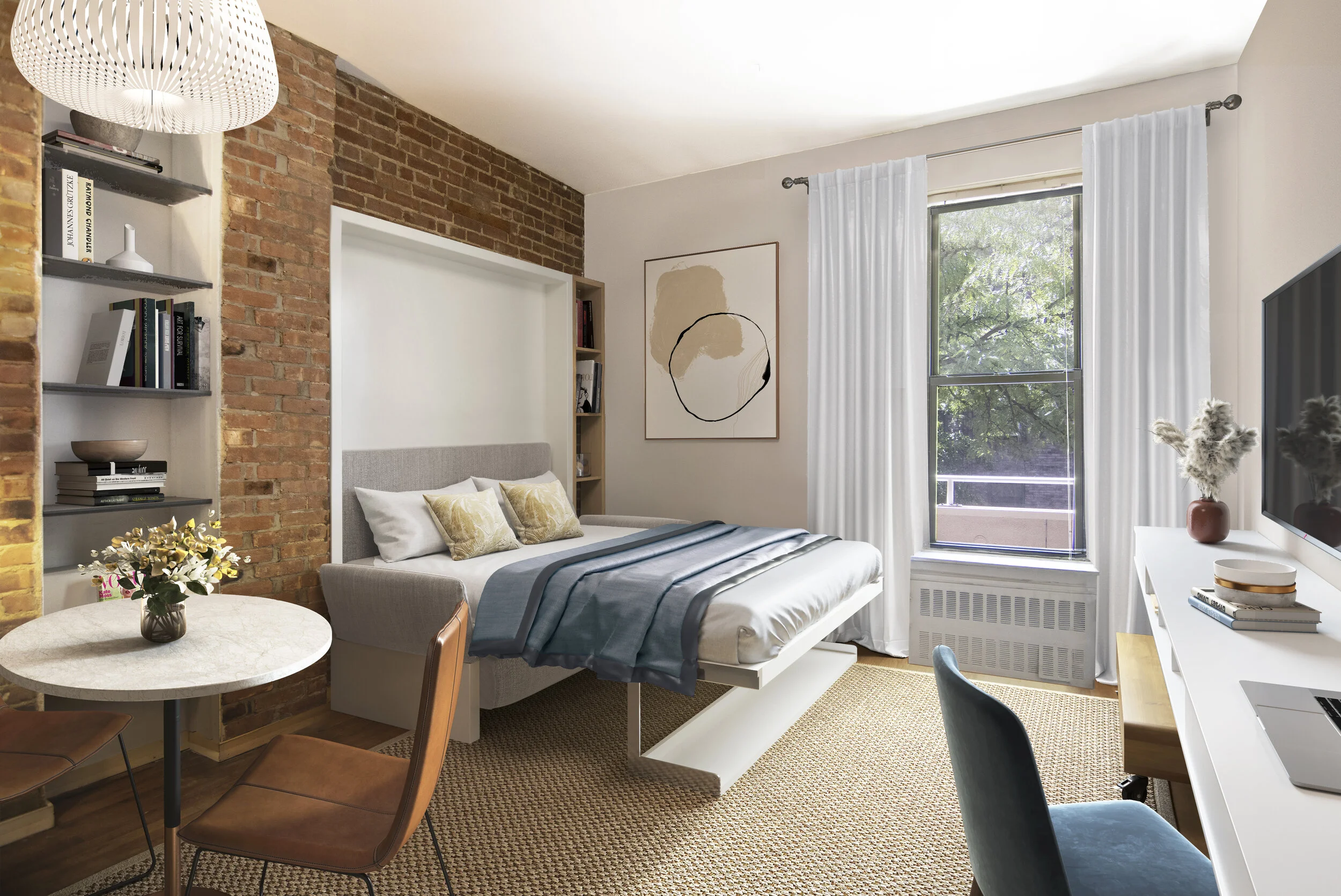 The final virtually staged with murphy bed open