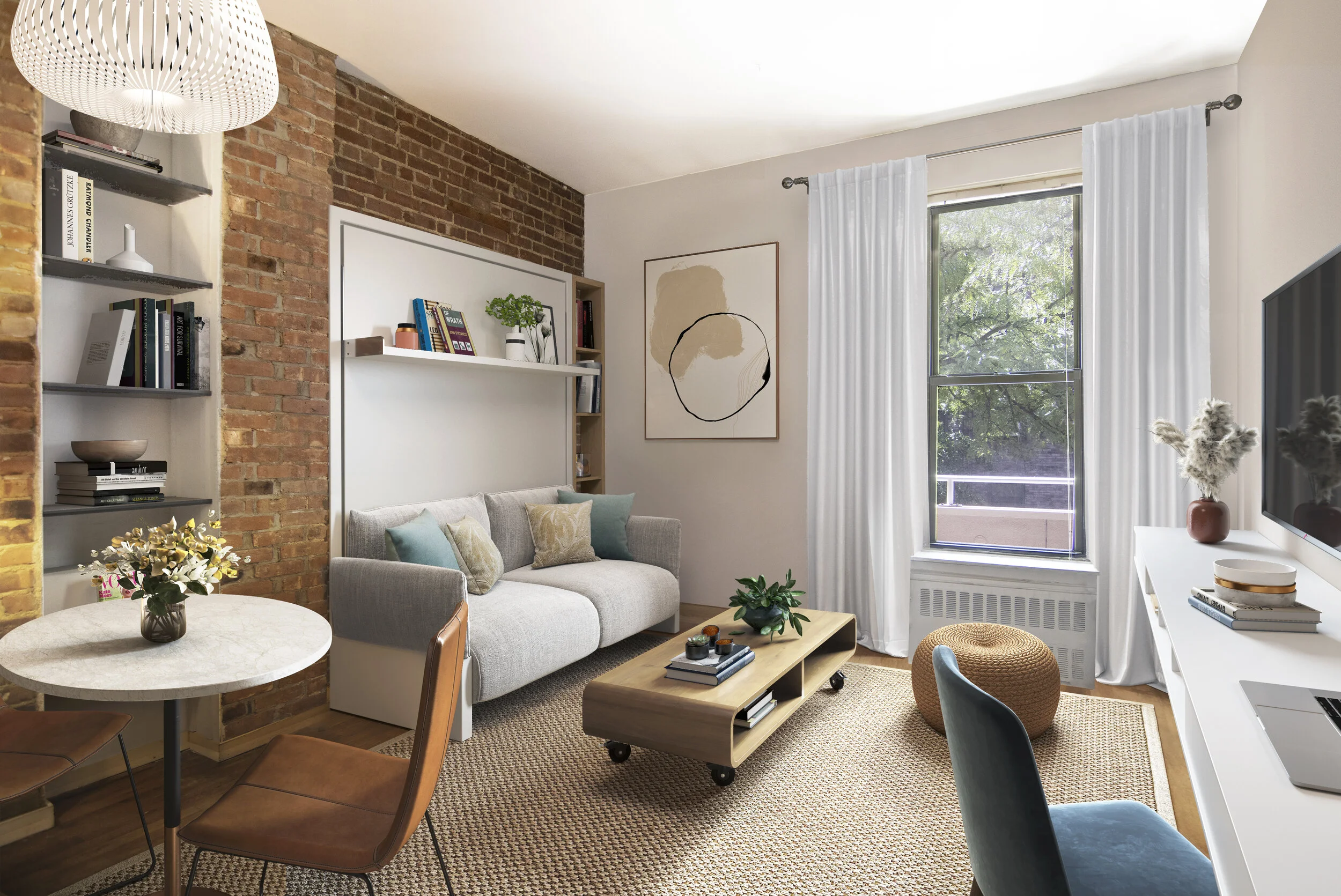 The final virtually staged with murphy bed closed