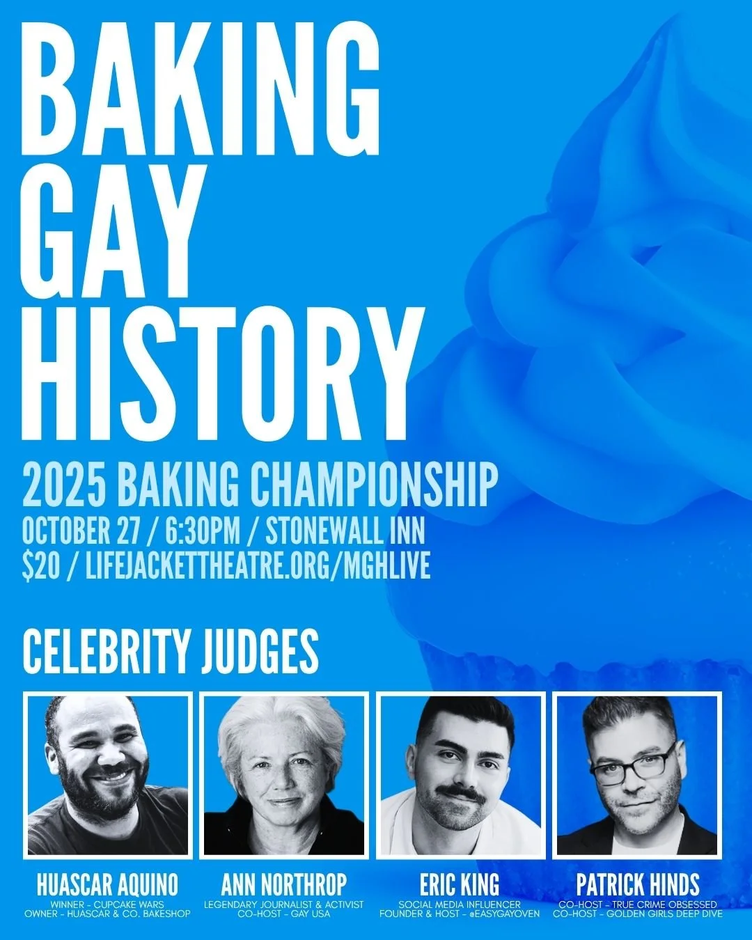 Mix equal parts LGBTQ+ history and community 🏳️&zwj;🌈 with culinary artistry 🧁 and the result is BAKE SHOW NIGHT, the return of the crowd-favorite program hosted by our colleagues at @makinggayhistorypodcast! Get your tickets now (details below) f