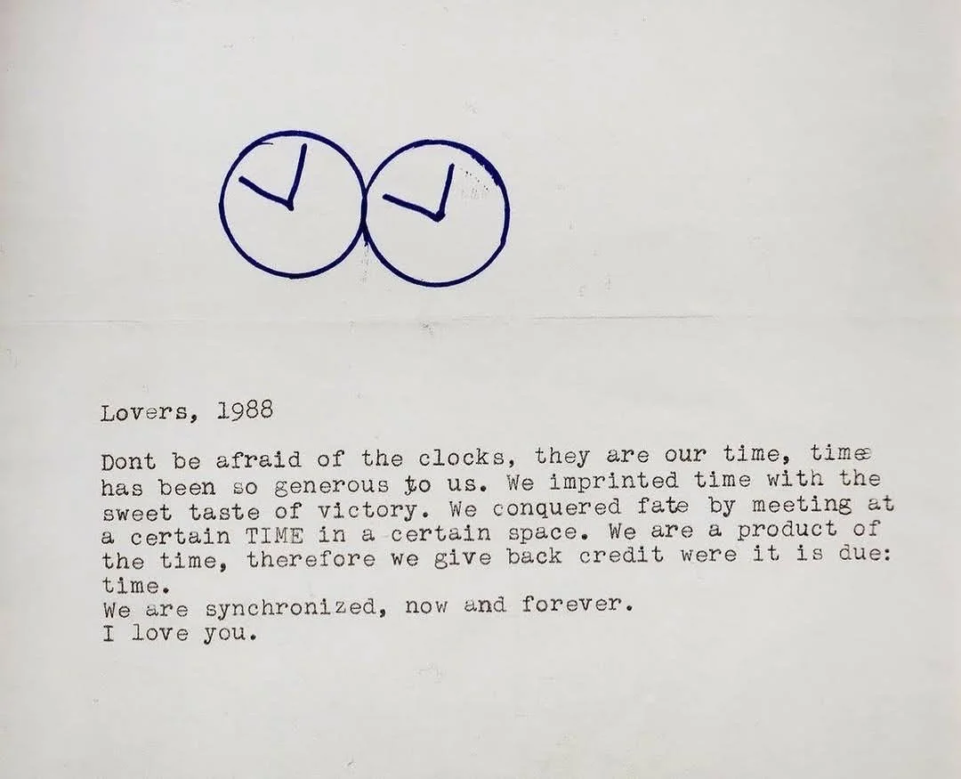 Don't be afraid of the clocks, they are our time, time⁠
has been so generous to us. We imprinted time with the⁠
sweet taste of victory, We conquered fate by meeting at⁠
a certain TIME in a certain space. We are a product of⁠
the time, therefore we gi
