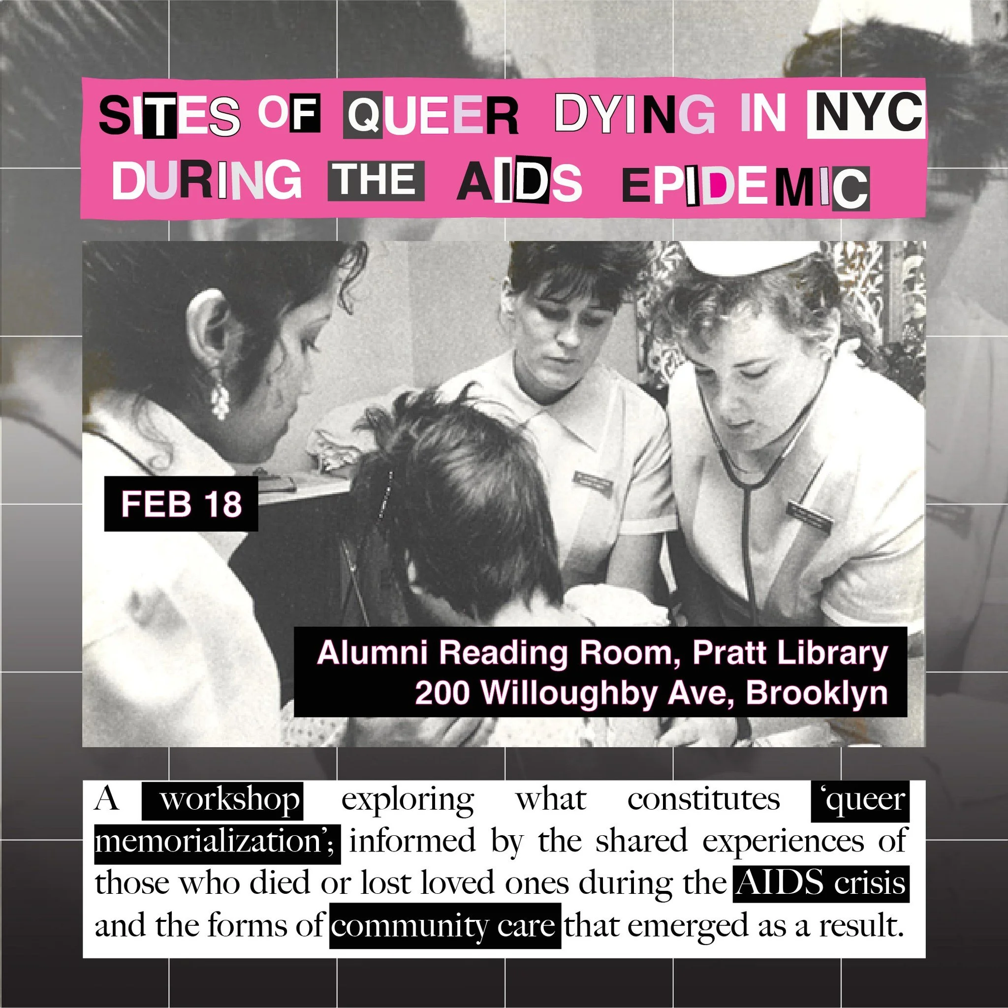 We're delighted to be part of a quilt-making workshop organized as part of SITES OF QUEER DYING IN NYC DURING THE AIDS EPIDEMIC, an in-person event presented in partnership with the Taconic Fellowship Program of the Pratt Center for Community Develop
