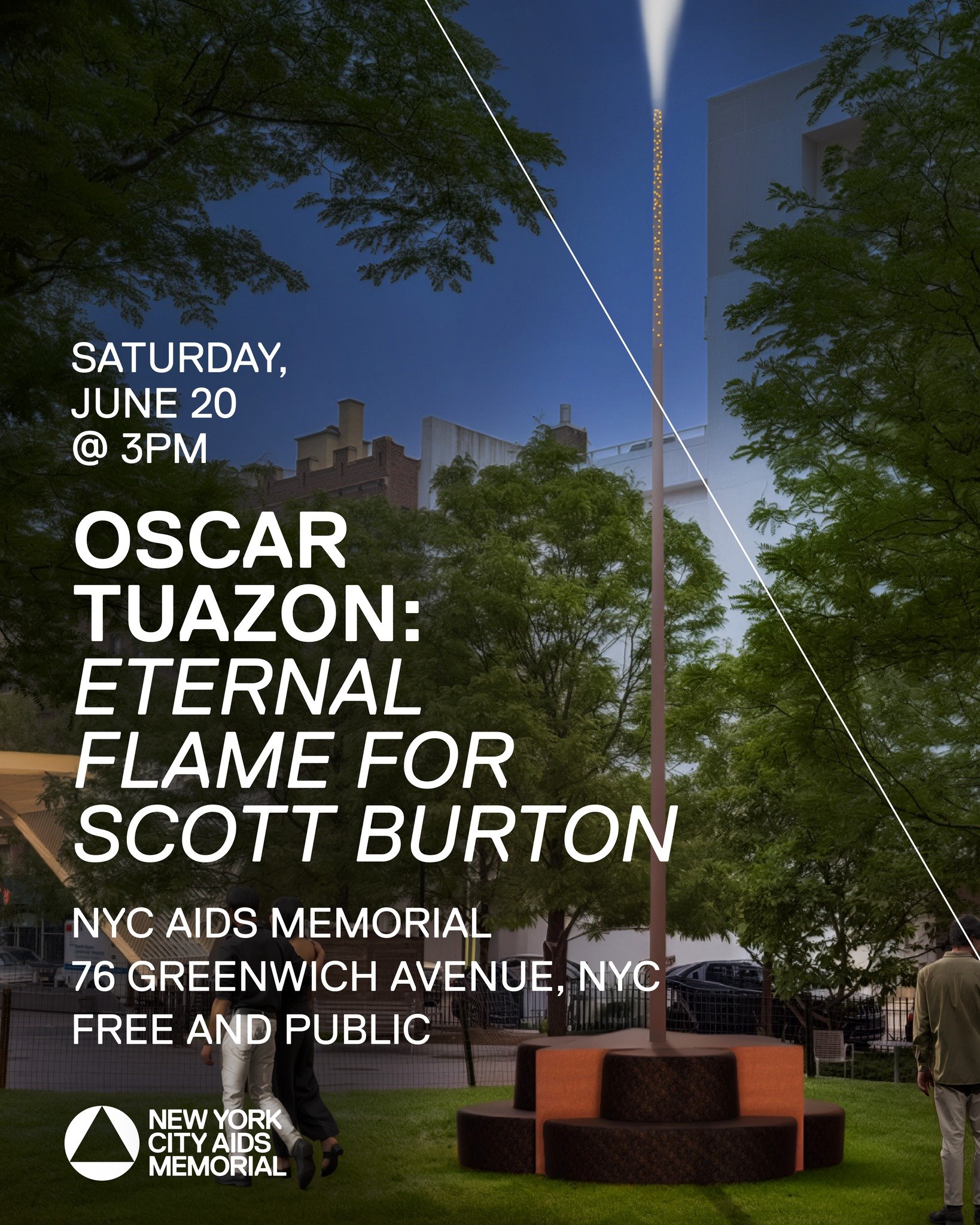 Please join the #nycaidsmemorial for the public unveiling of a new sculptural commission by acclaimed artist Oscar Tuazon (@_water_school_). We will gather on Saturday, June 20, at 3 PM at St. Vincent&rsquo;s Triangle as we celebrate the power of art