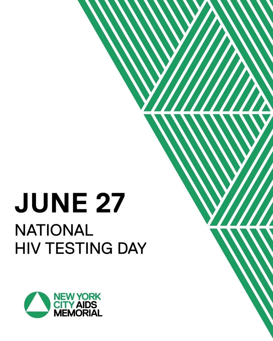 June 27th is National HIV Testing Day. HIV testing is self-care. Use the testing site locator provided at [link emoji] locator.hiv.gov. Remember: testing is key to ending the HIV epidemic. #NYCAIDSMemorial #hivtestingday
