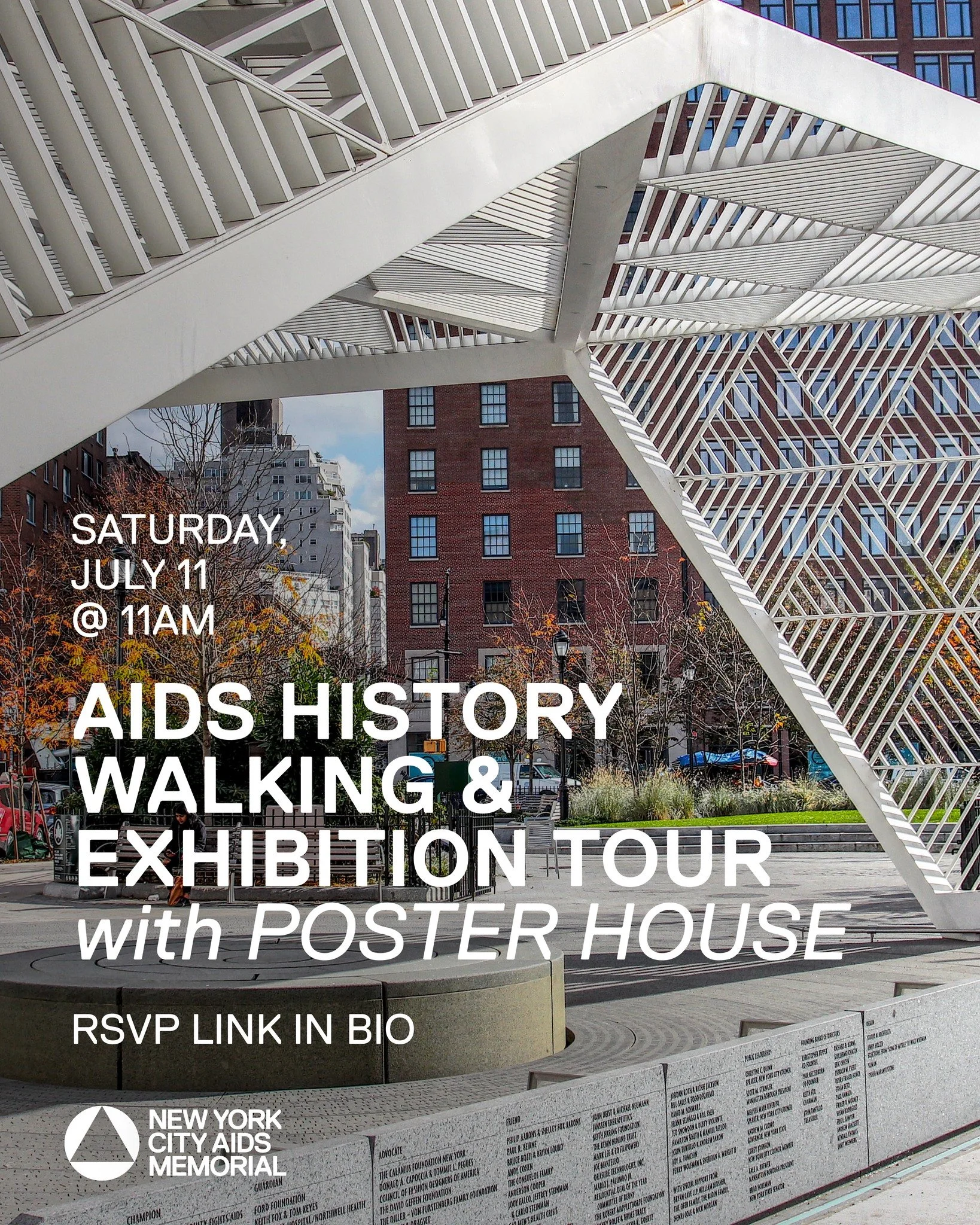 ** SOLD OUT ** #WestSideFest is bringing together #NYCAIDSMemorial and @posterhousenyc for AIDS HISTORY WALKING &amp; EXHIBITION TOUR. On Saturday, July 11th, we&rsquo;ll begin at the Memorial, grounding ourselves in the West Village neighborhood tha