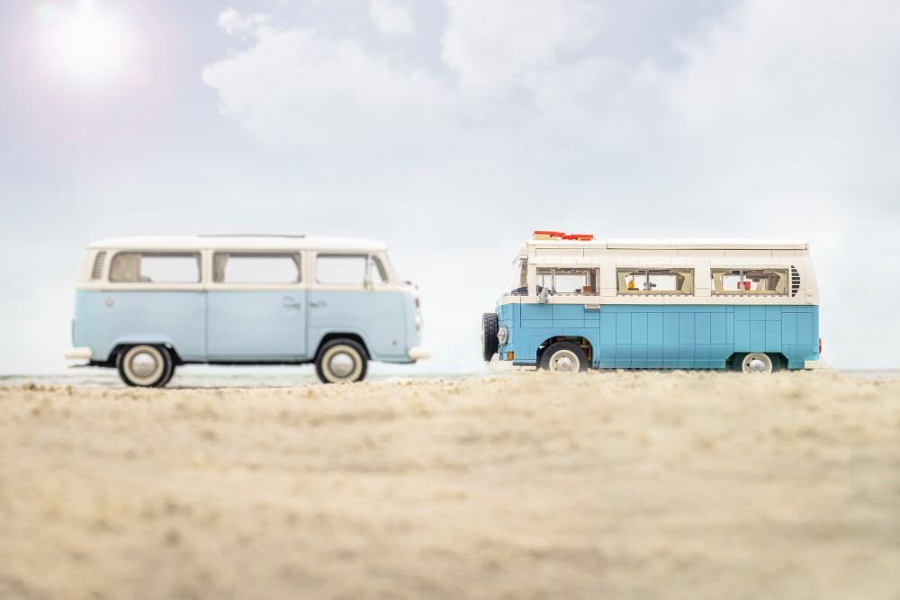 The New 2,207-Piece LEGO Volkswagen T2 Camper Van Is Complete With a Pop-Up  Tent and Surfboard