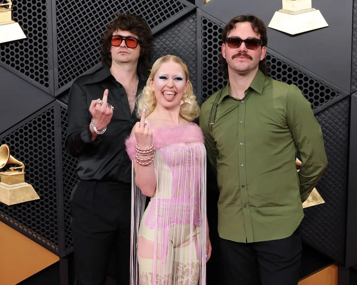 Grammys moments, straight from our LA studio.
Amy Taylor of Amyl and The Sniffers wearing the Sweetheart Pierced Heart Hoop Earrings by Frou York styled by @libonner 

#INHOUSEeffect #FromTheStudio #RedCarpetJewelry