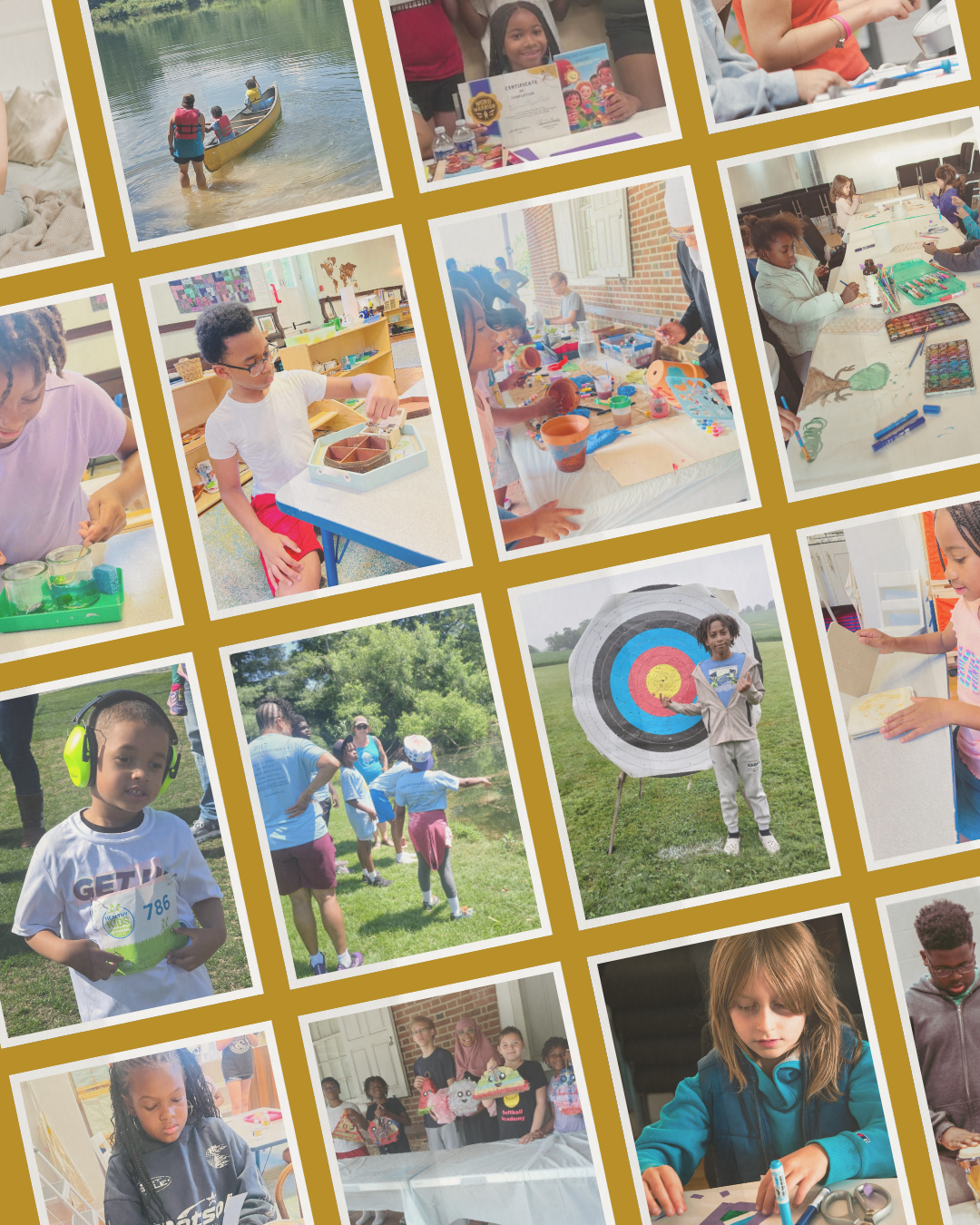 A collage of Camp Encouragement, Jovonne's Healing Center, Healing Connections, and Healthy Kids Running Series participants.
