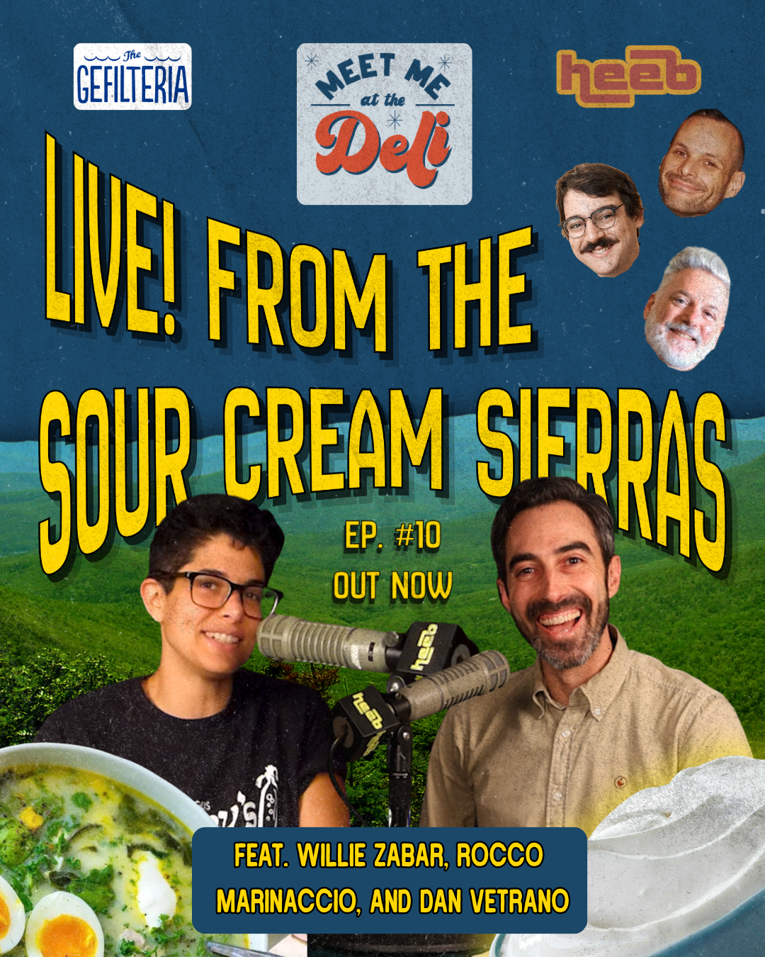 Reporting LIVE from the Sour Cream Sierras...is green borscht actually a thing? Should anyone ever scoop a bagel? Liz and Jeffrey take Meet Me at the Deli on the road for a special live episode from the Borscht Belt Festival in Ellenville, New York, 