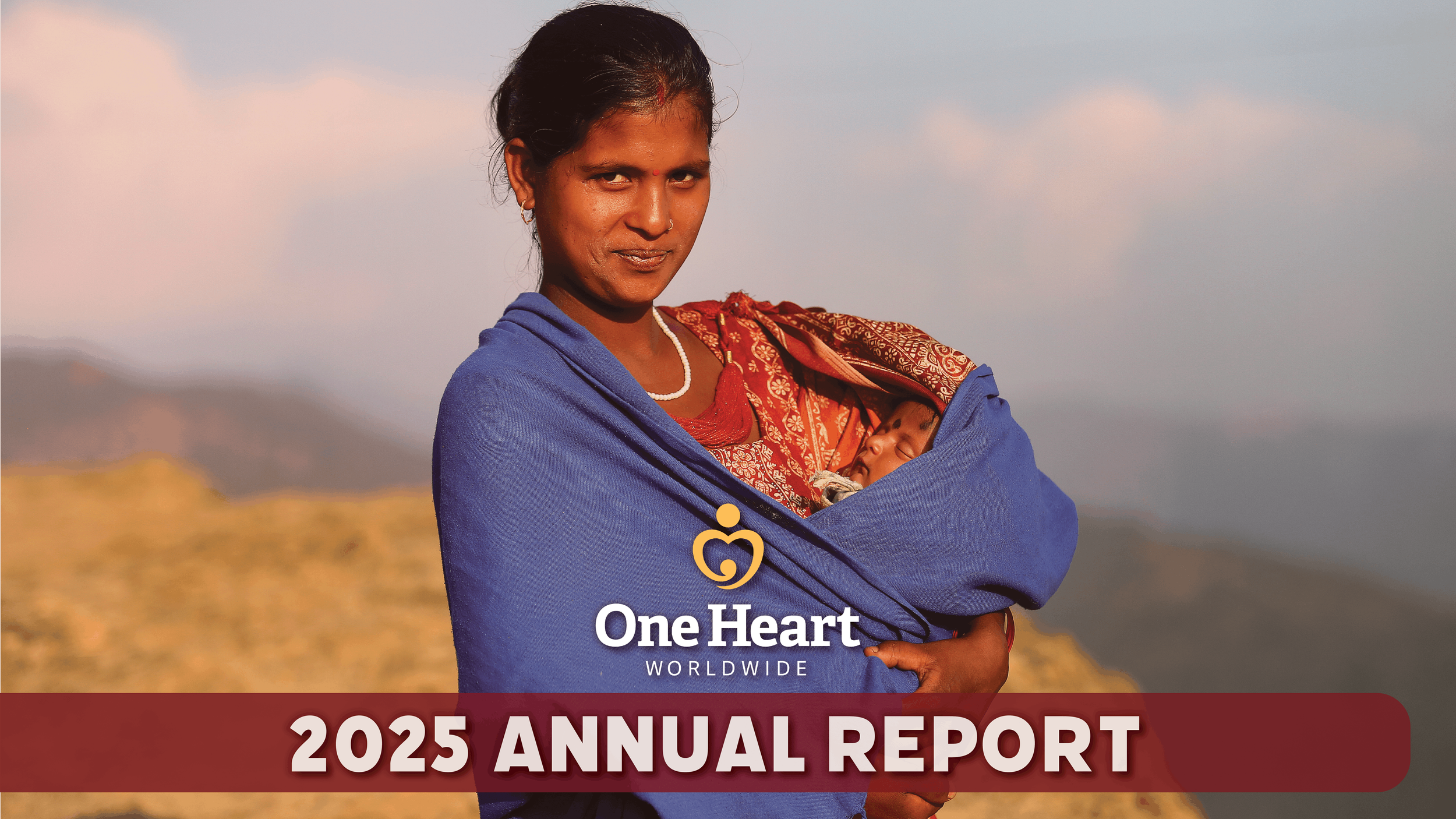 Cover photo of OHW's 2025 Annual Report. The image features a mother and her newborn as they make their way to their local birthing center