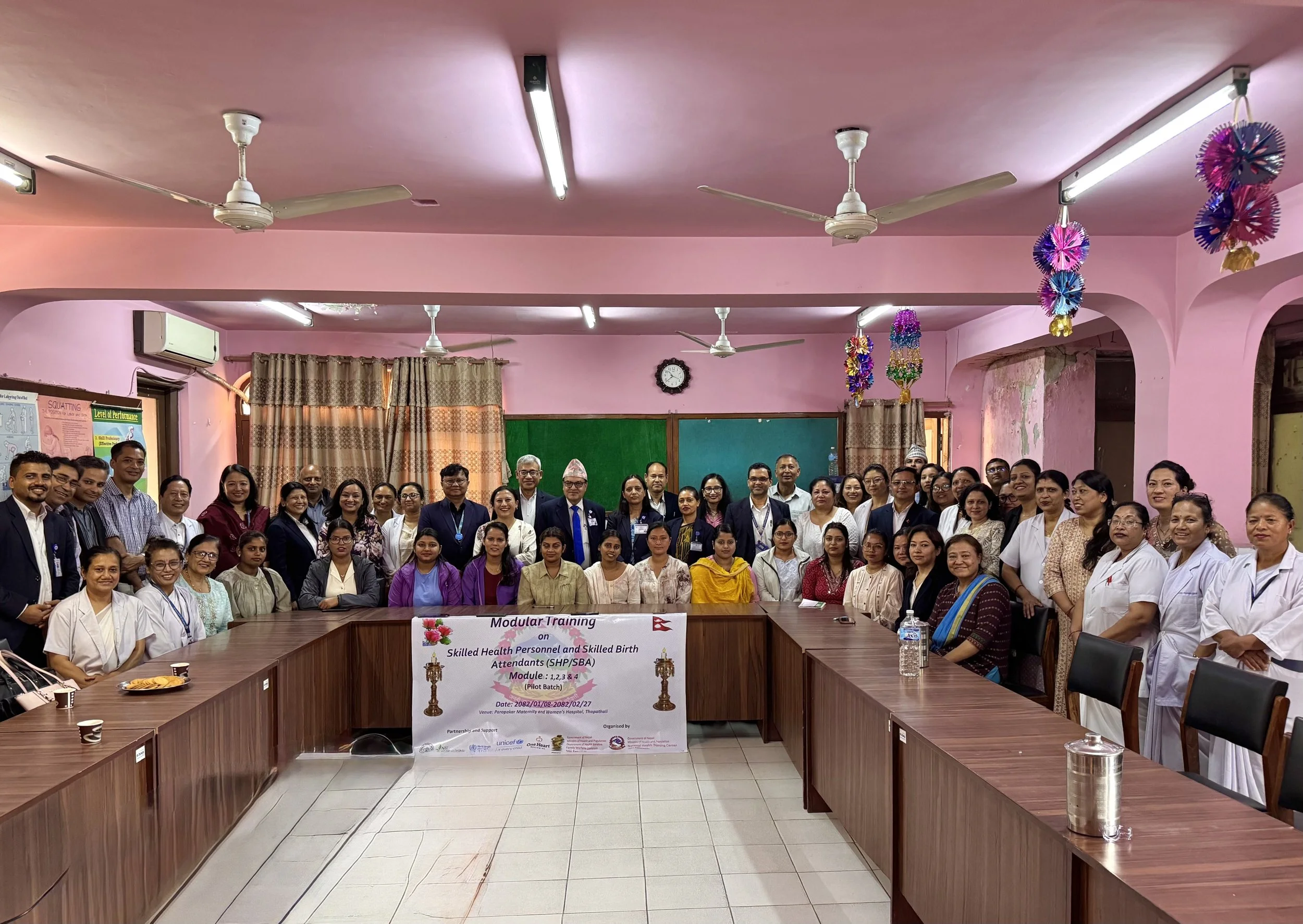 The group of health professionals that helped ring in the inauguration of OHW's new training program at Paropakar Maternity and Women’s Hospital in Kathmandu.