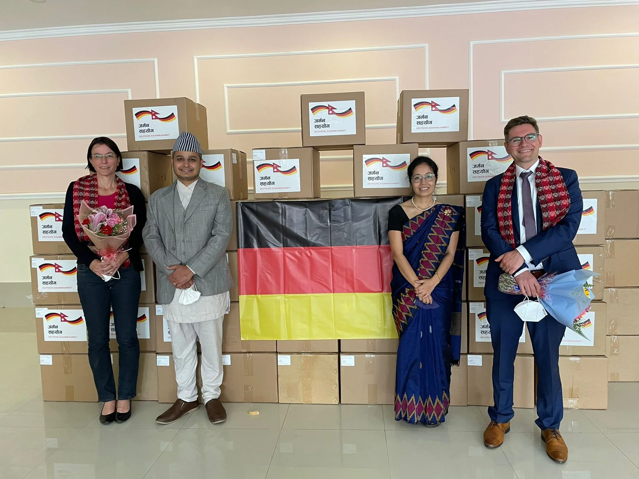 COVID 2021 Response - Antigen test kit emergency supply handover OHW team with the German Embassy, Kathmandu