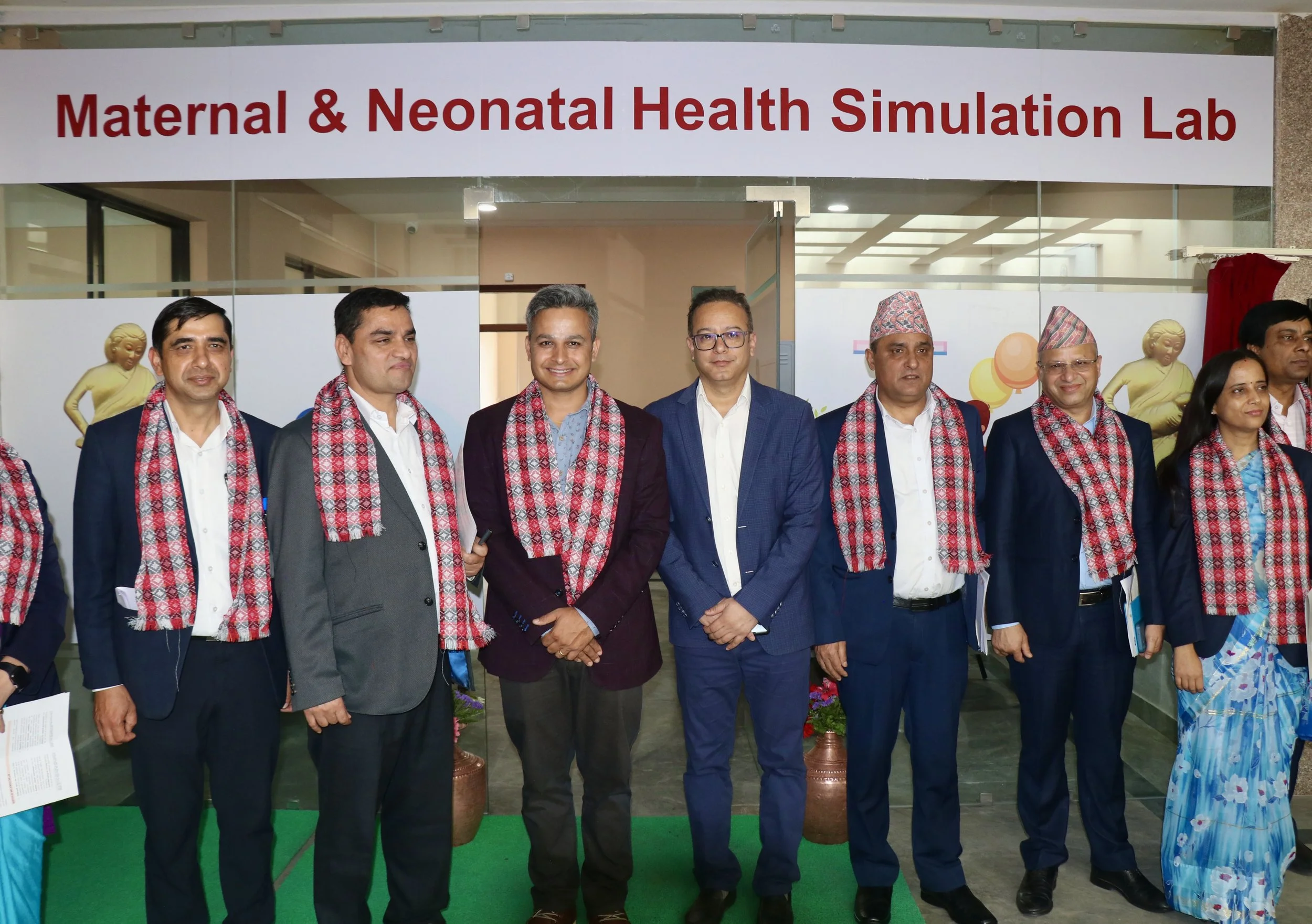 Government officials and health professionals gathered outside of the new Maternla and Neonatal Simulation Lab that was installed in Paropakar Maternity and Women's Hospital in Kathamadnu.