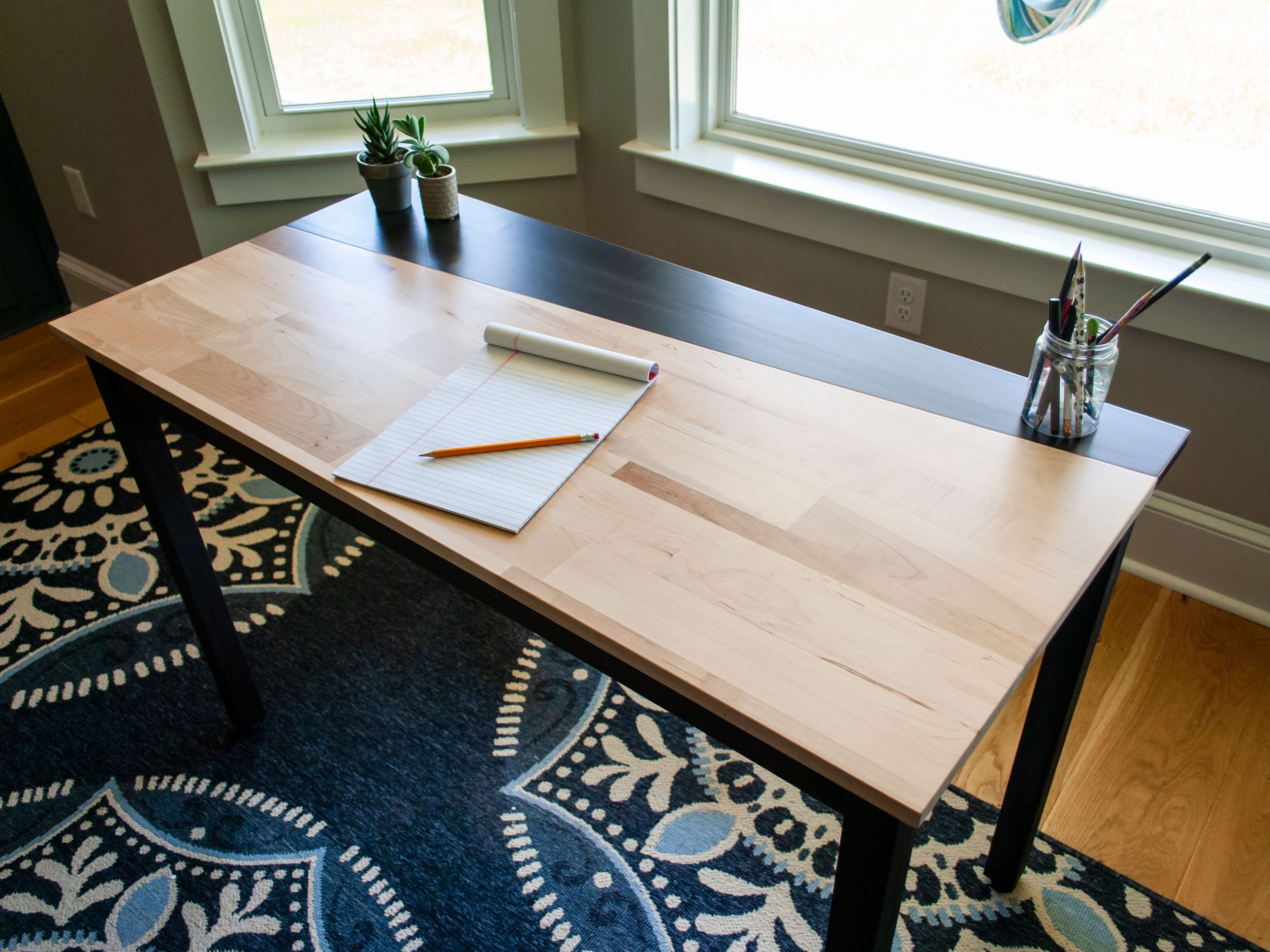 The Mae - Real Hardwood Desk (Wood Legs)