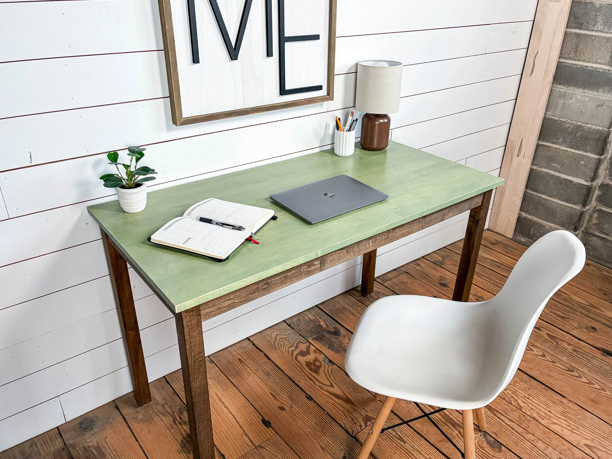 The Wren - Solid Wood Desk in Rustic Sage Green