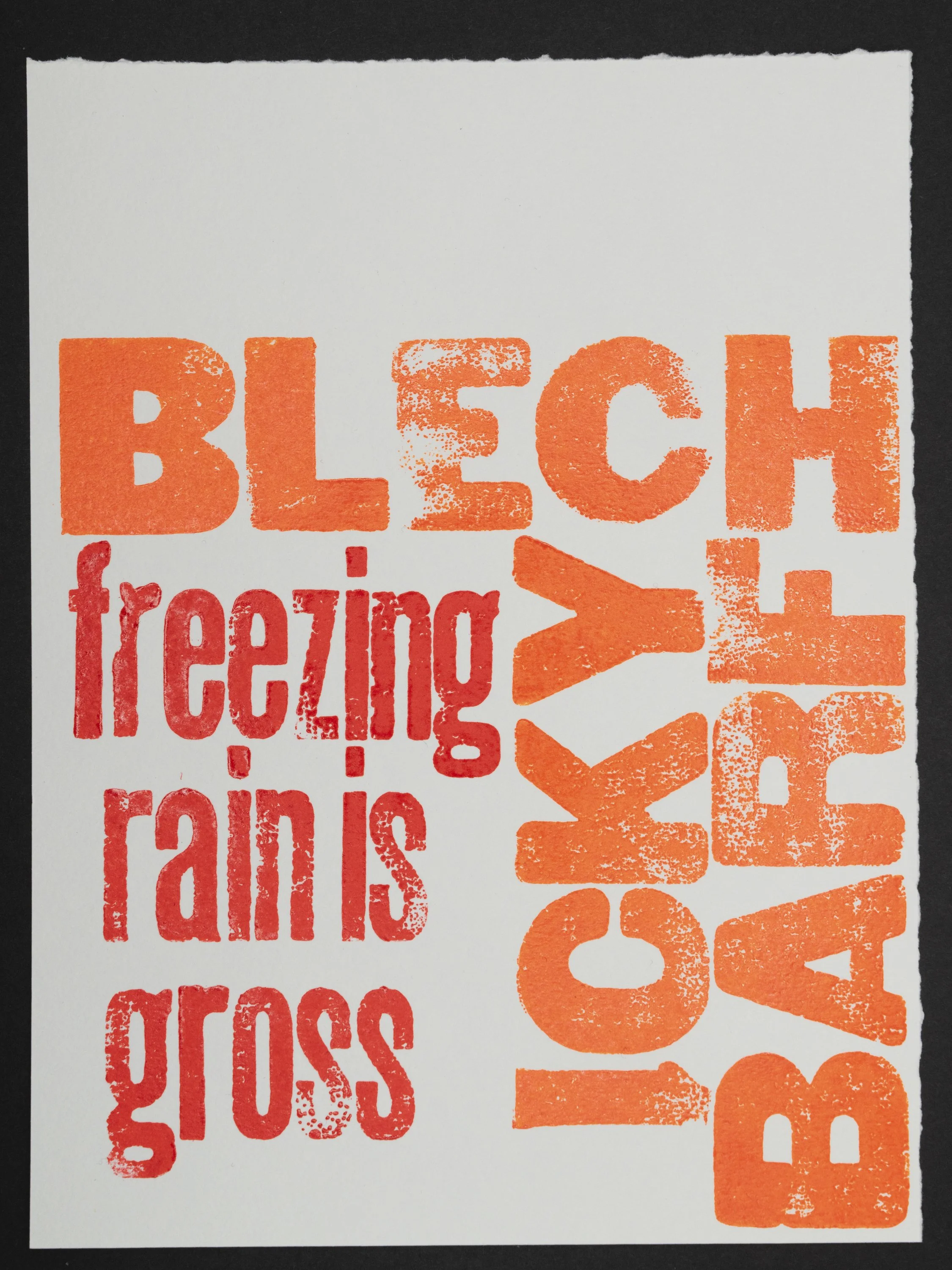 Freezing rain is gross. Thank goodness for yaktrax, otherwise, the trek to the outhouse would be impossible. 01/07/2025