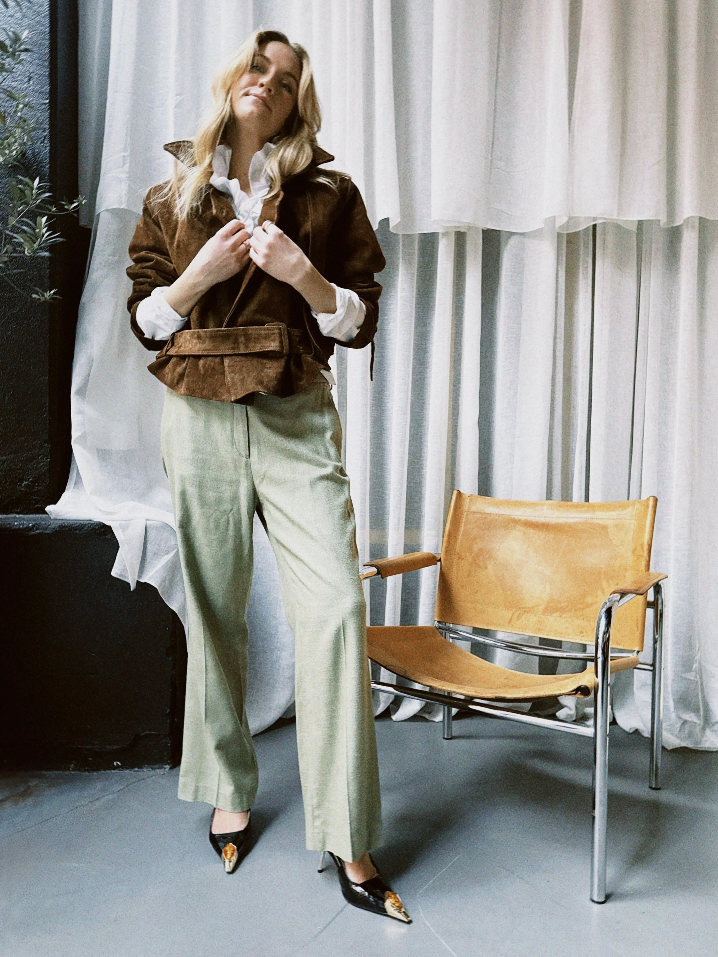 Bukse grønn råsilke Etro