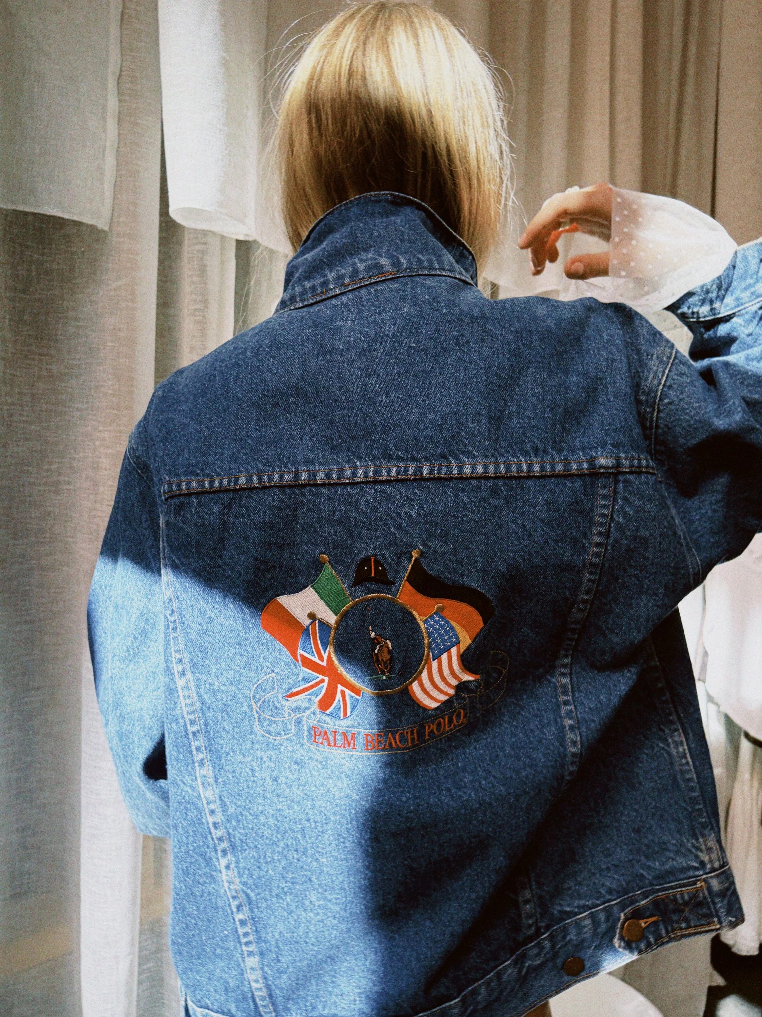 Jakke denim polo motiv