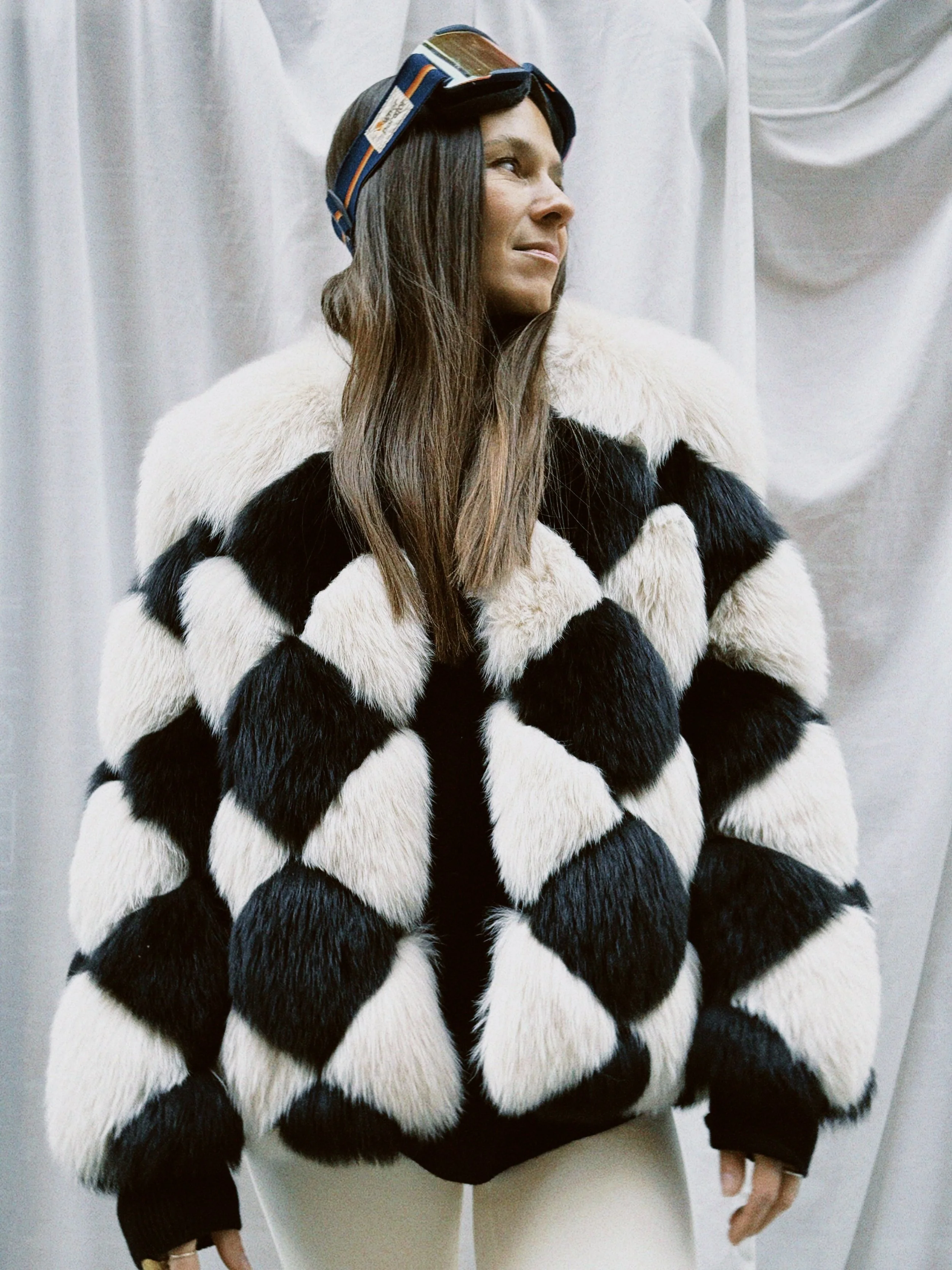 Jakke pels sjakkruter