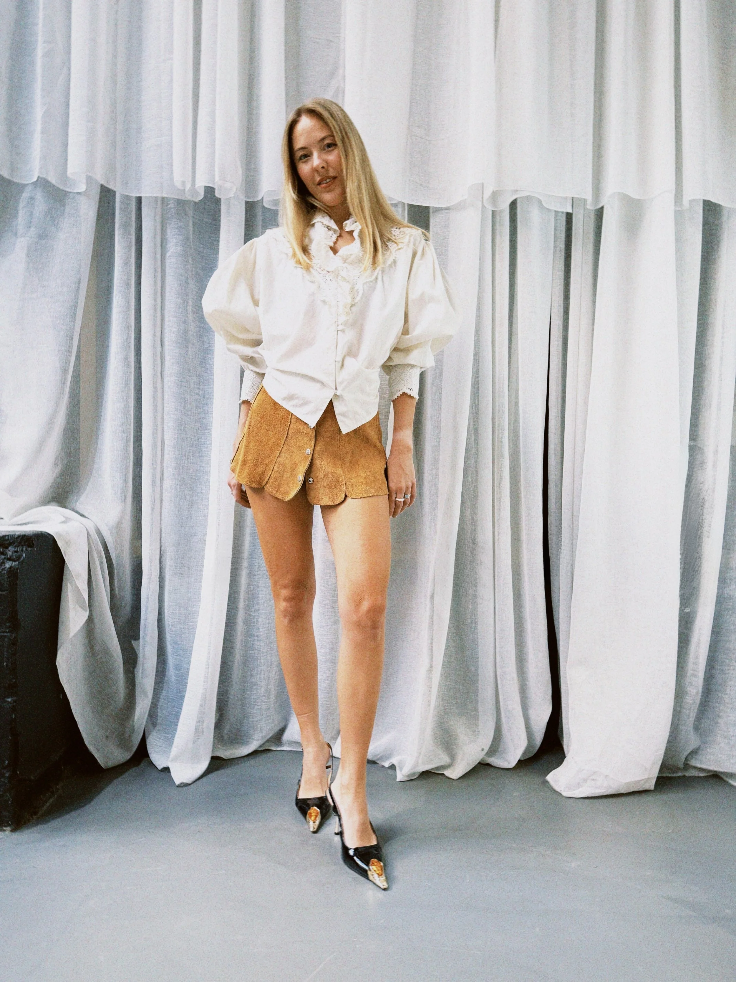 Skjørt semsket beige