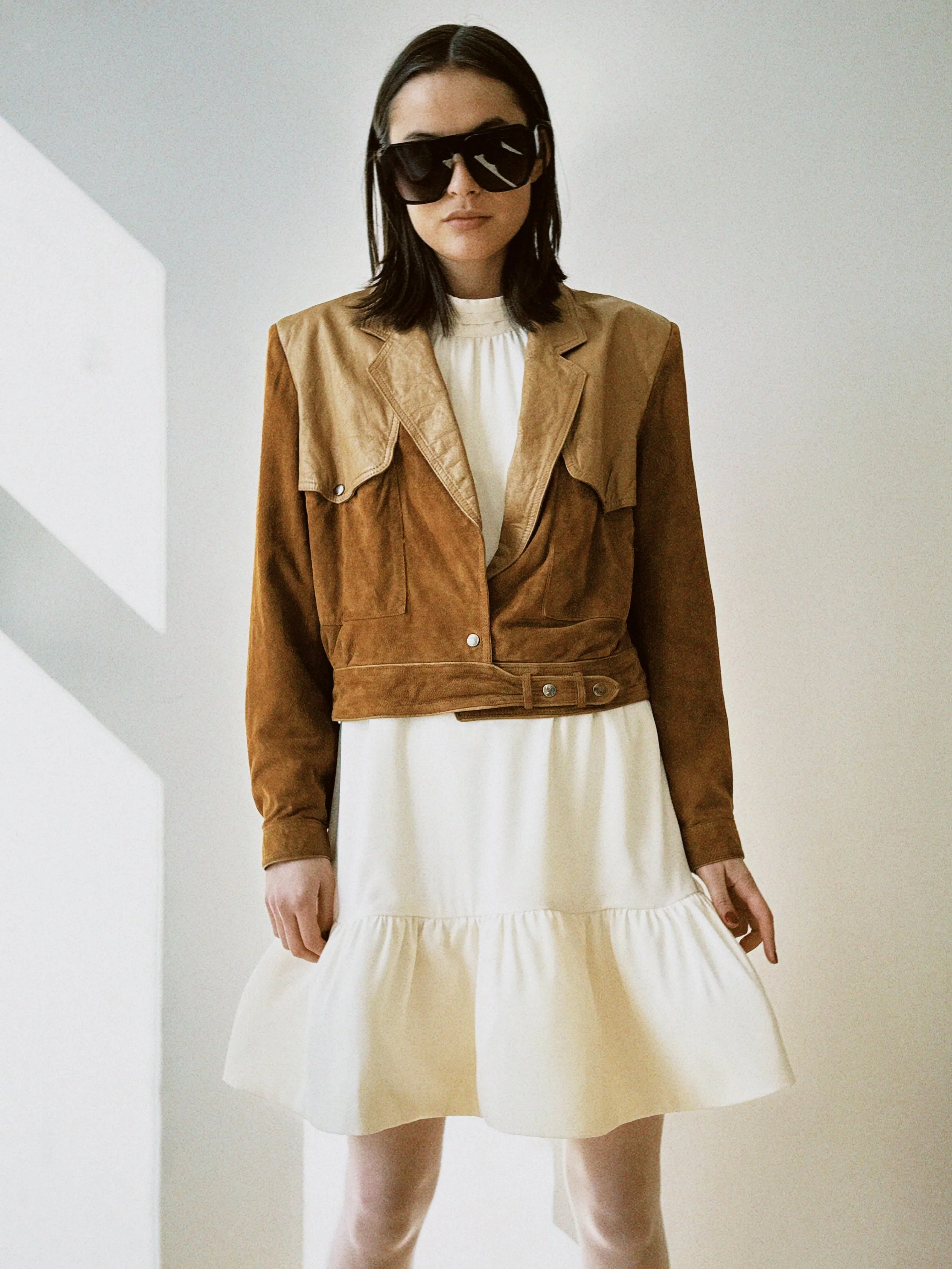 Jakke skinn/semsket beige