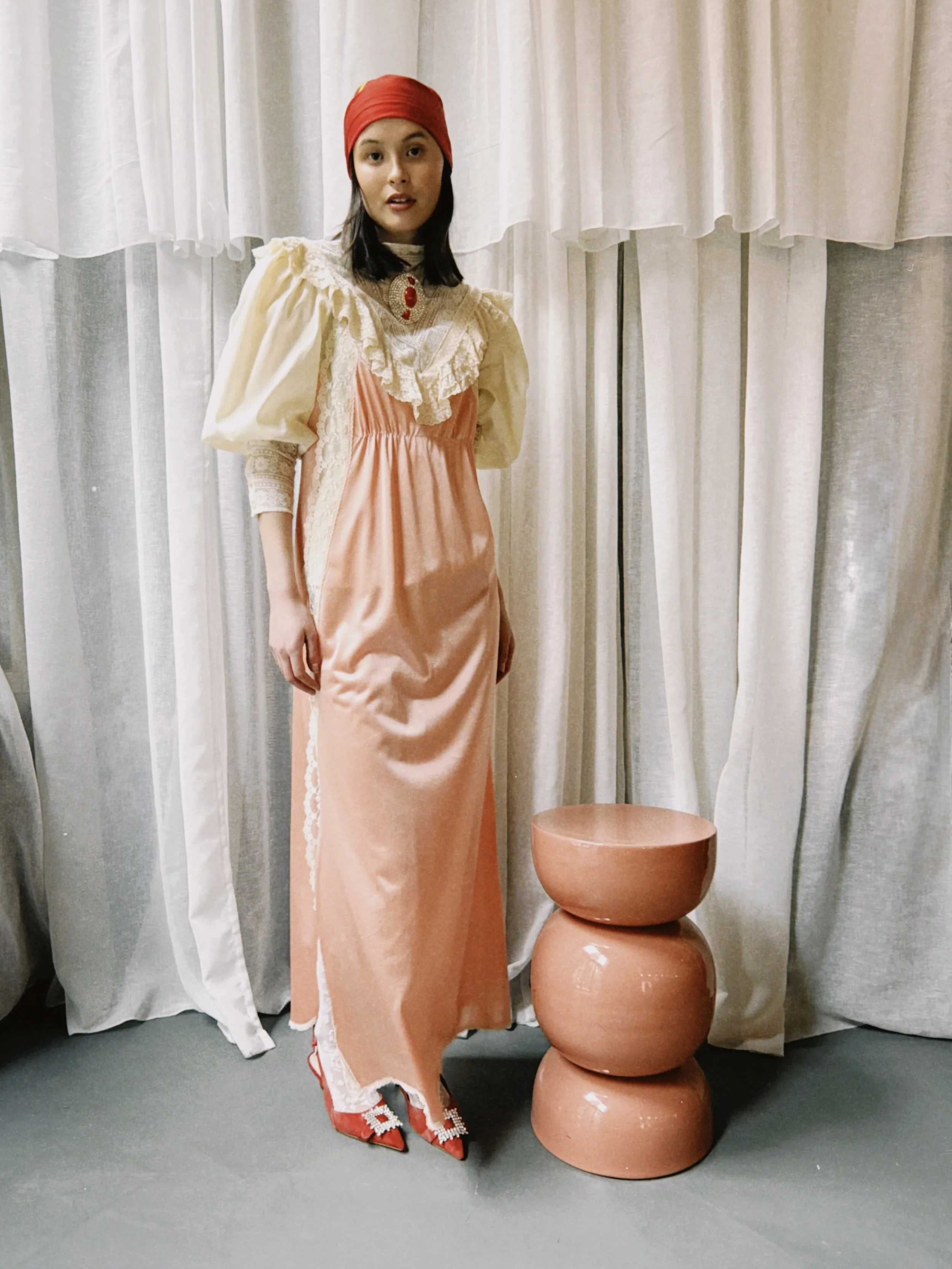 Slipdress korall/blonde