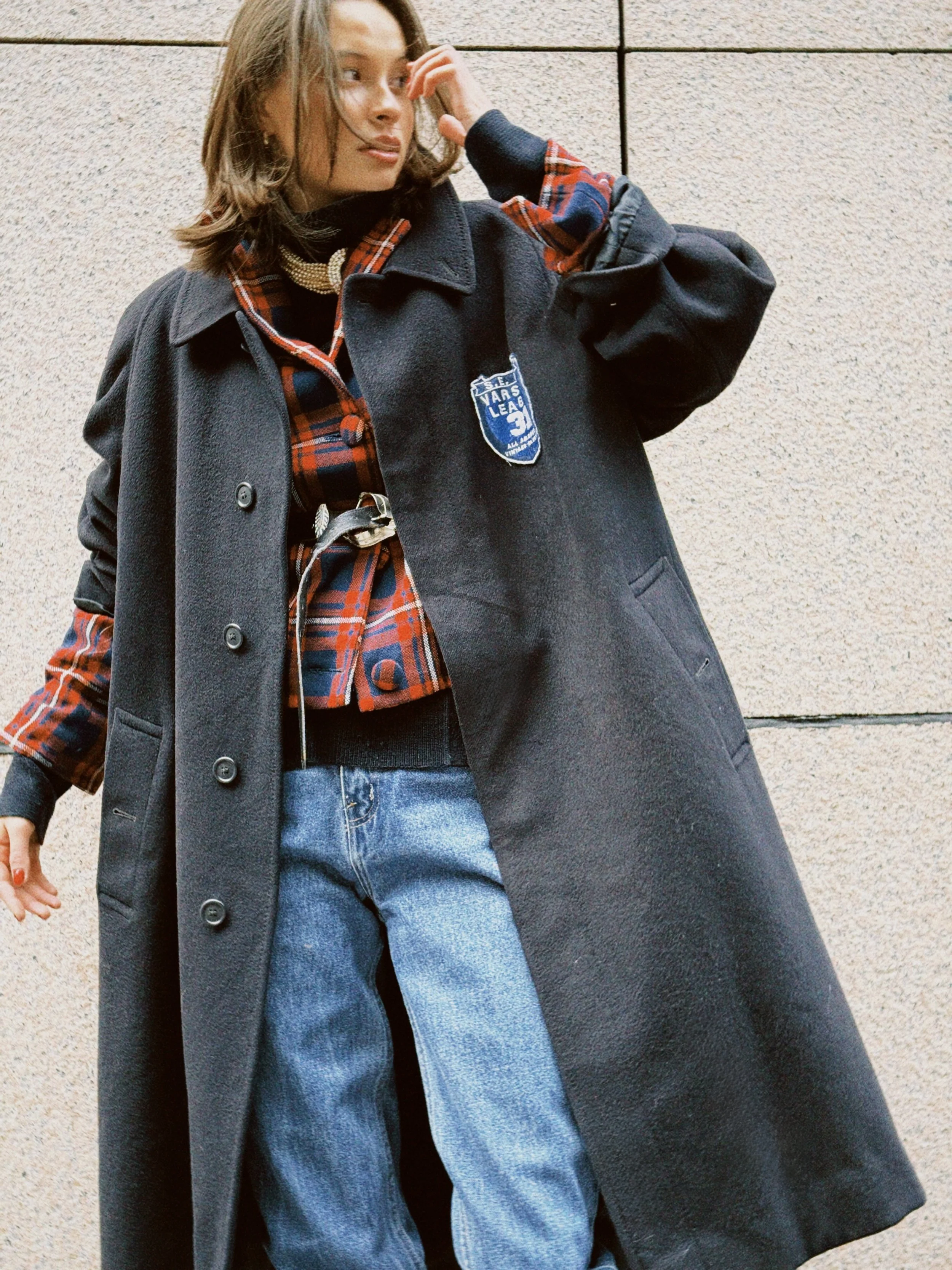 Frakk re-made Burberry mørk blå