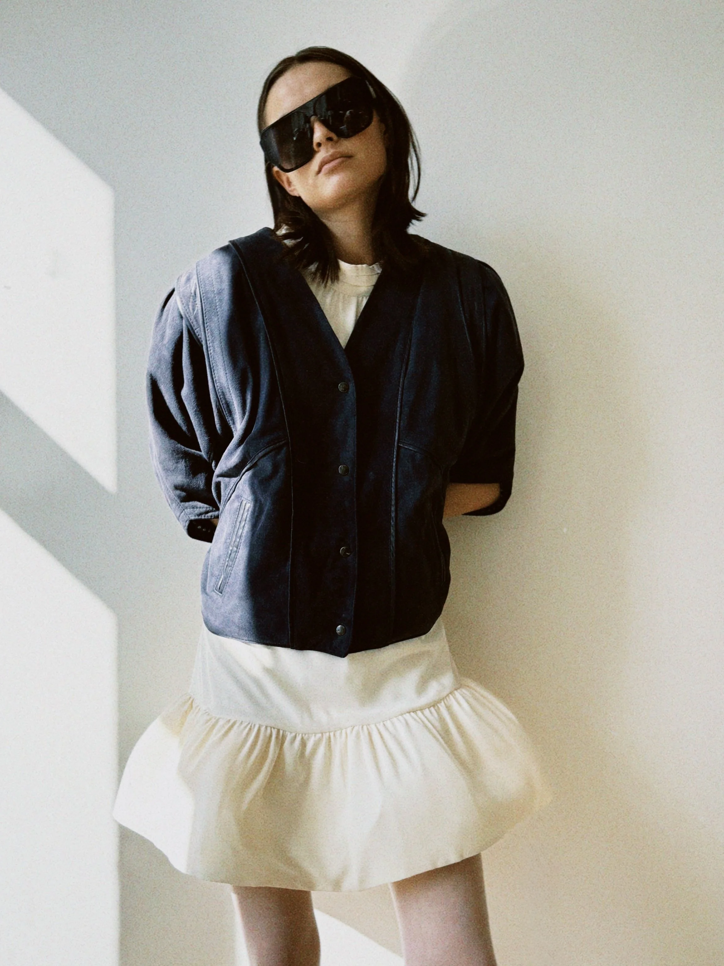 Jakke semsket mørk blå