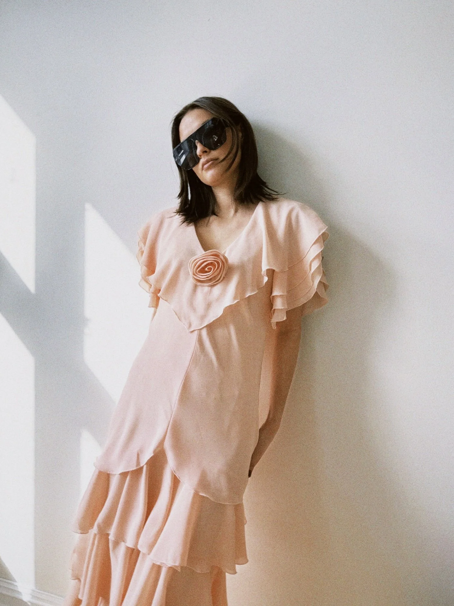 Kjole fersken med rose