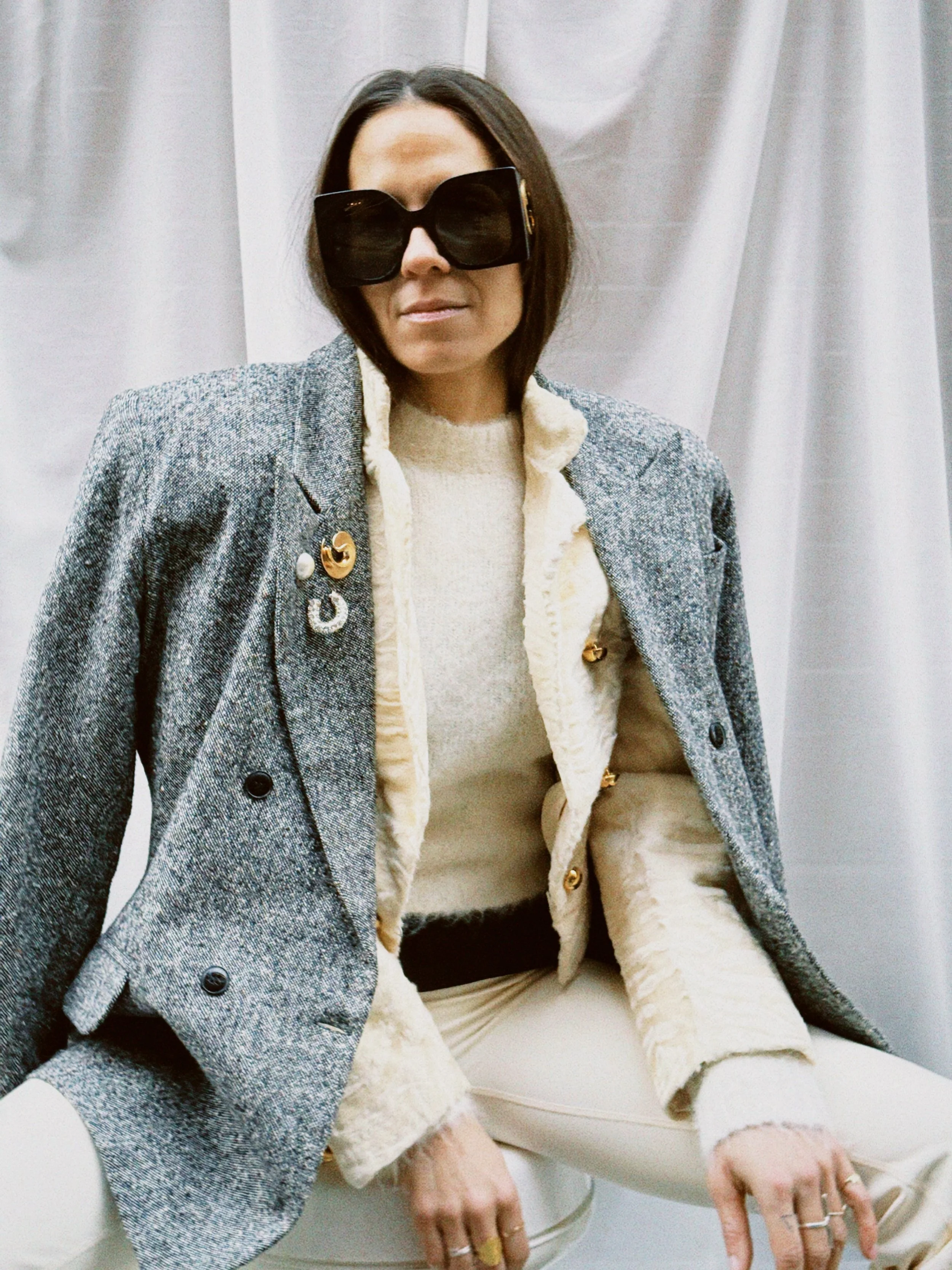 Blazer grå dobbeltspent