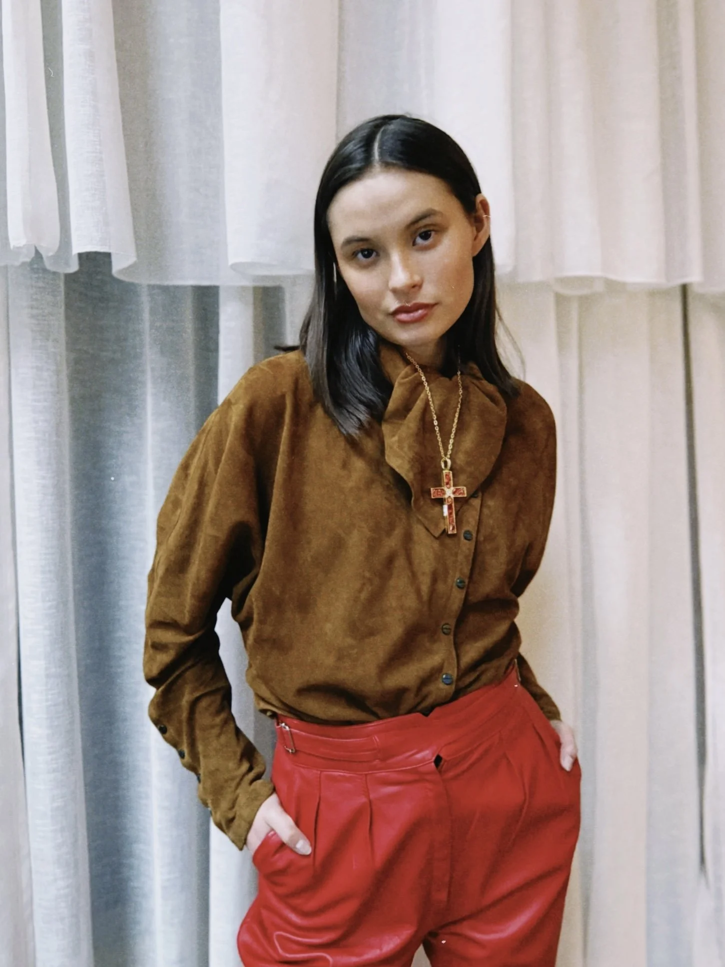 Skjorte semsket brun