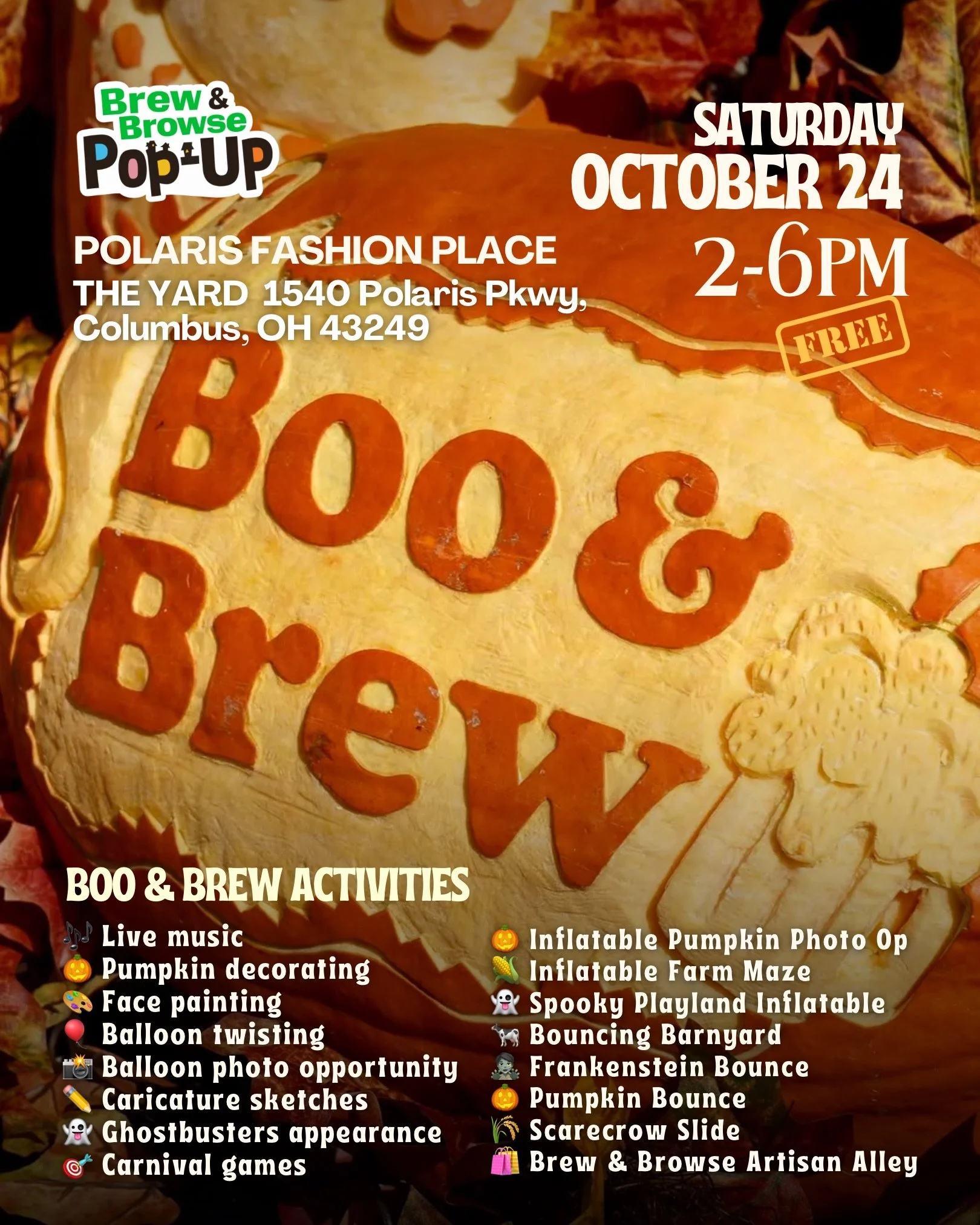 🎃 MEET THE BOO &amp; BREW ARTISAN ALLEY LINEUP, POWERED BY CYP CLUB! 🛍️

We&rsquo;re popping up tomorrow, Saturday, October 24 from 2-6PM at Polaris Fashion Place &ndash; The Yard with a full afternoon of Halloween fun, live entertainment, family a