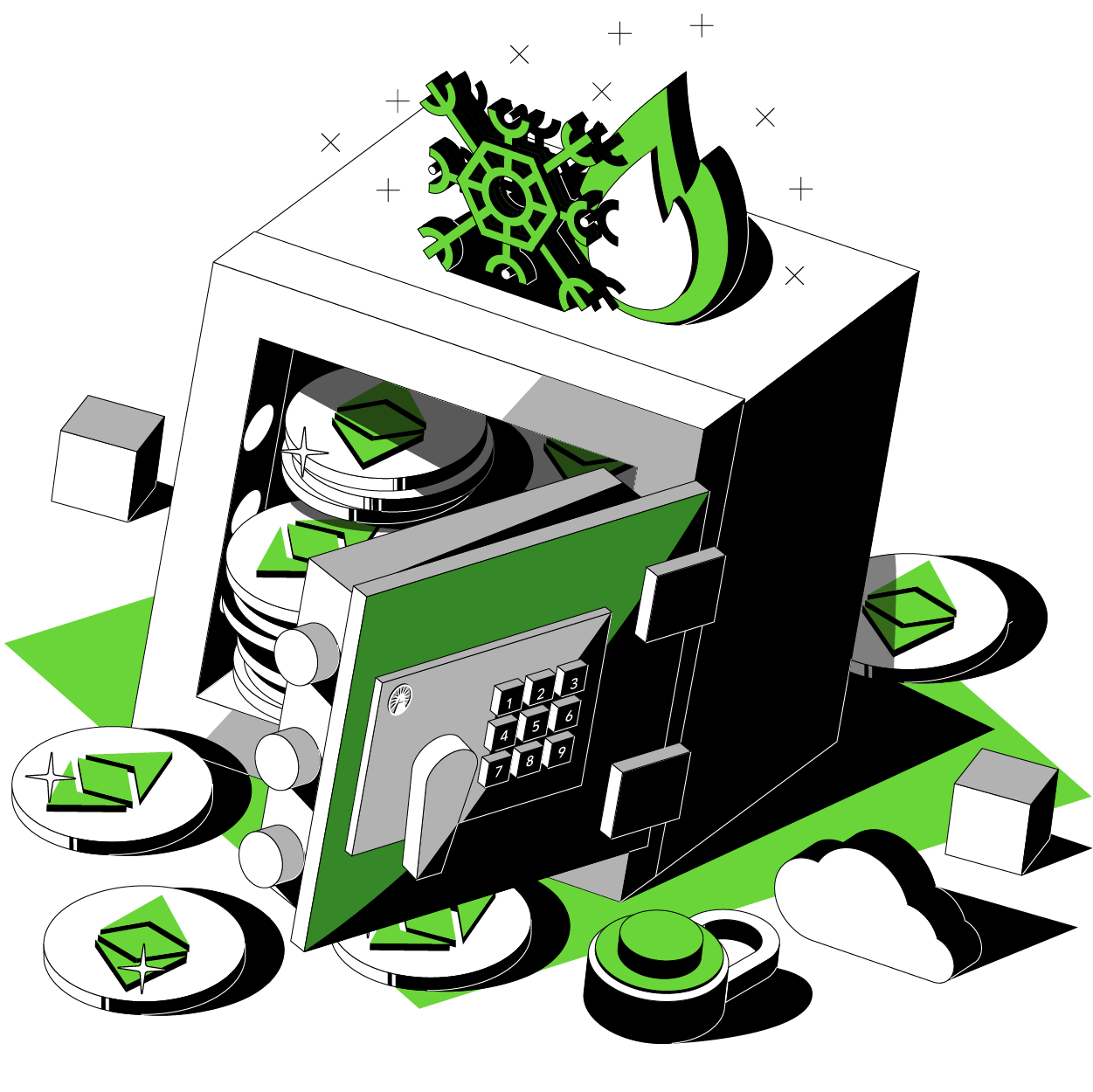 Isometric 3d art_Flat line art style:: Adobe Illustrator