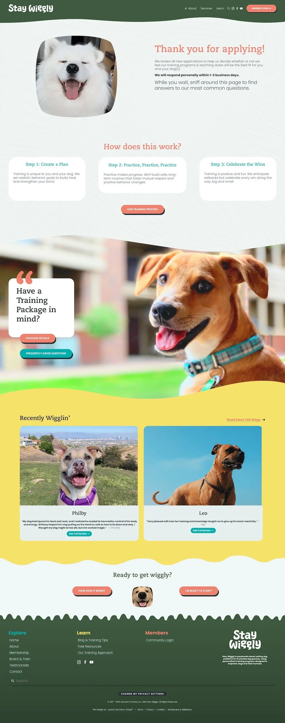 Inquiry Thank You page