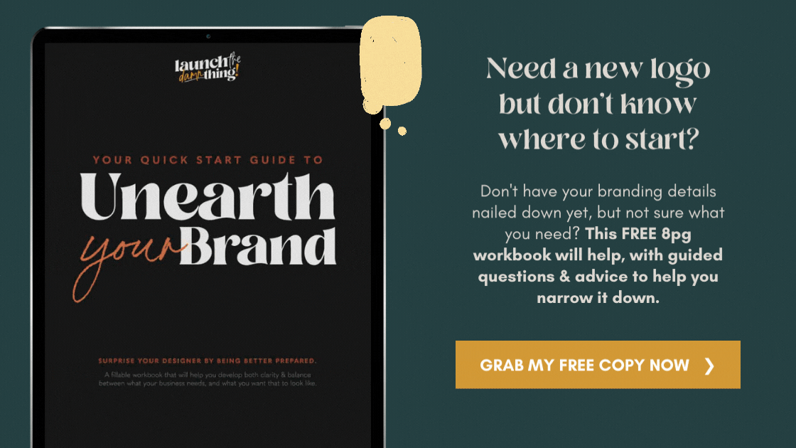 Ad: A quick-start guide to unearth your brand visuals; an 8-page workbook PDF