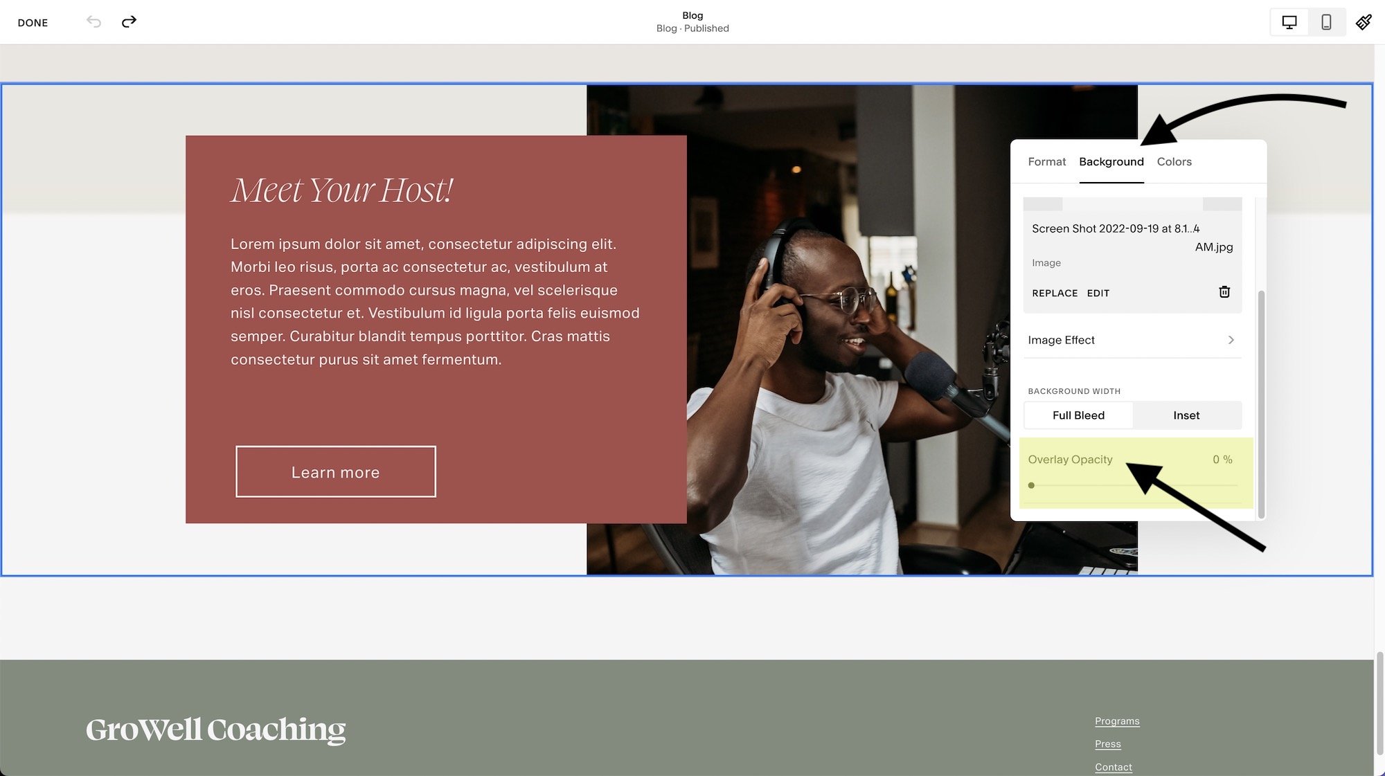 Section Settings - adjust the Overlay Opacity to 0% if you don't want the color affected