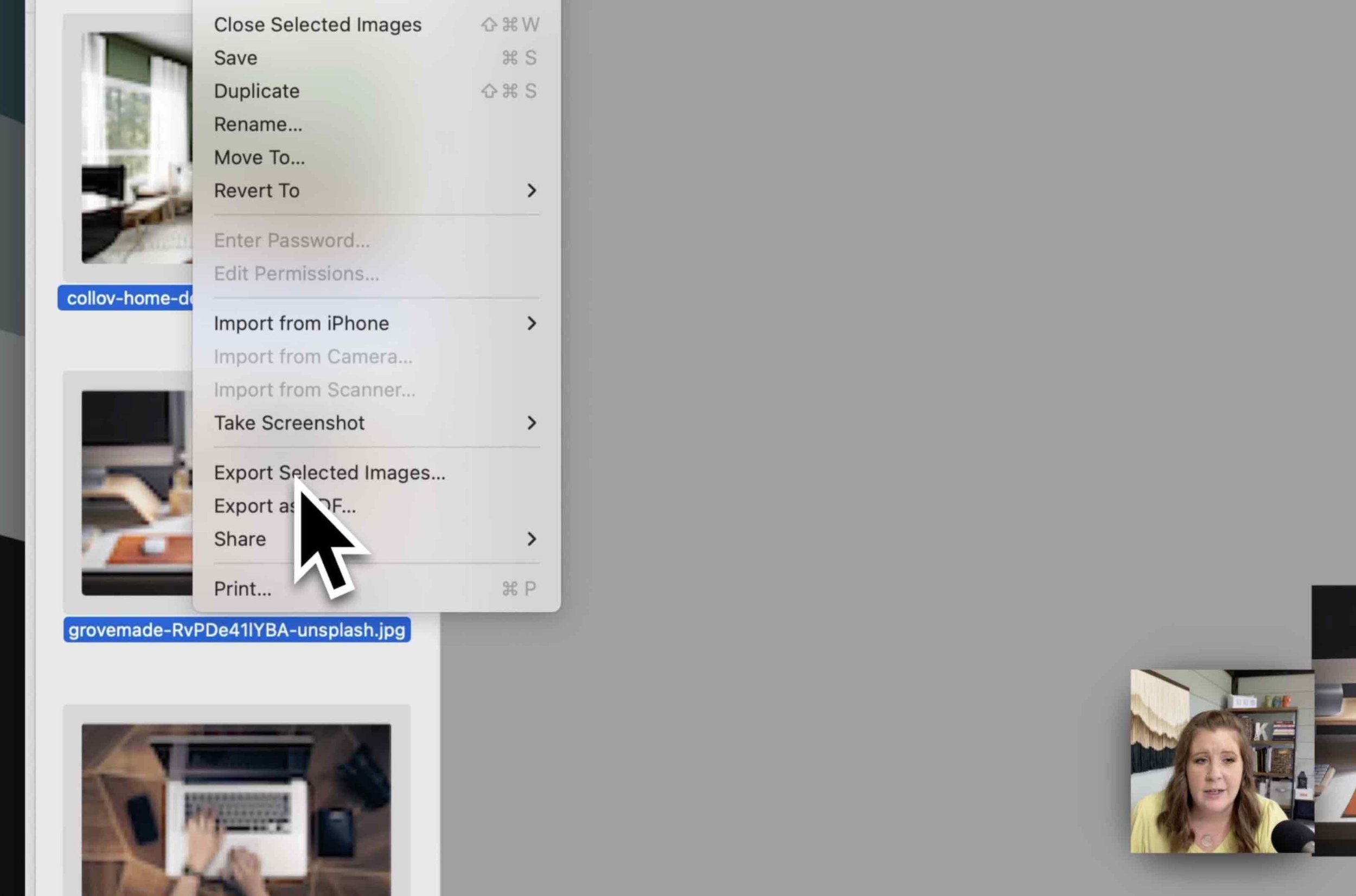 step 1: Export Selected Images