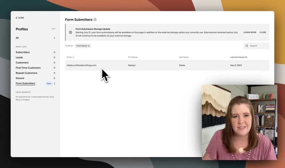 Contacts (or Profiles) in Squarespace, where you can see &amp; manage all Form Submissions