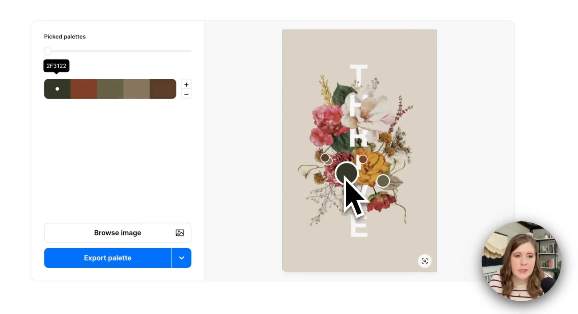 Picking colors using Coolors' Image Picker tool