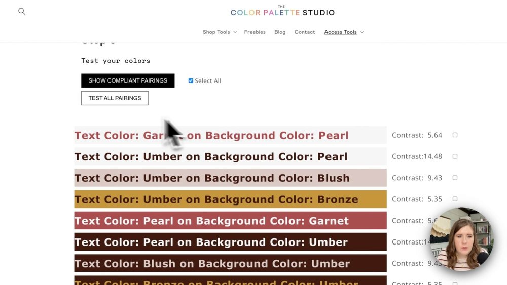 see all or only compliant color pairings