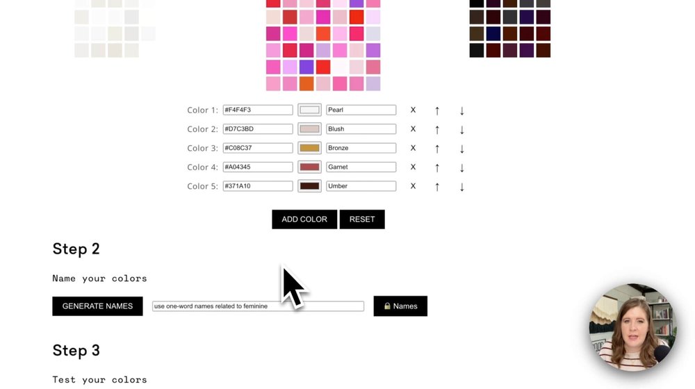 using AI to generate color names for your selections