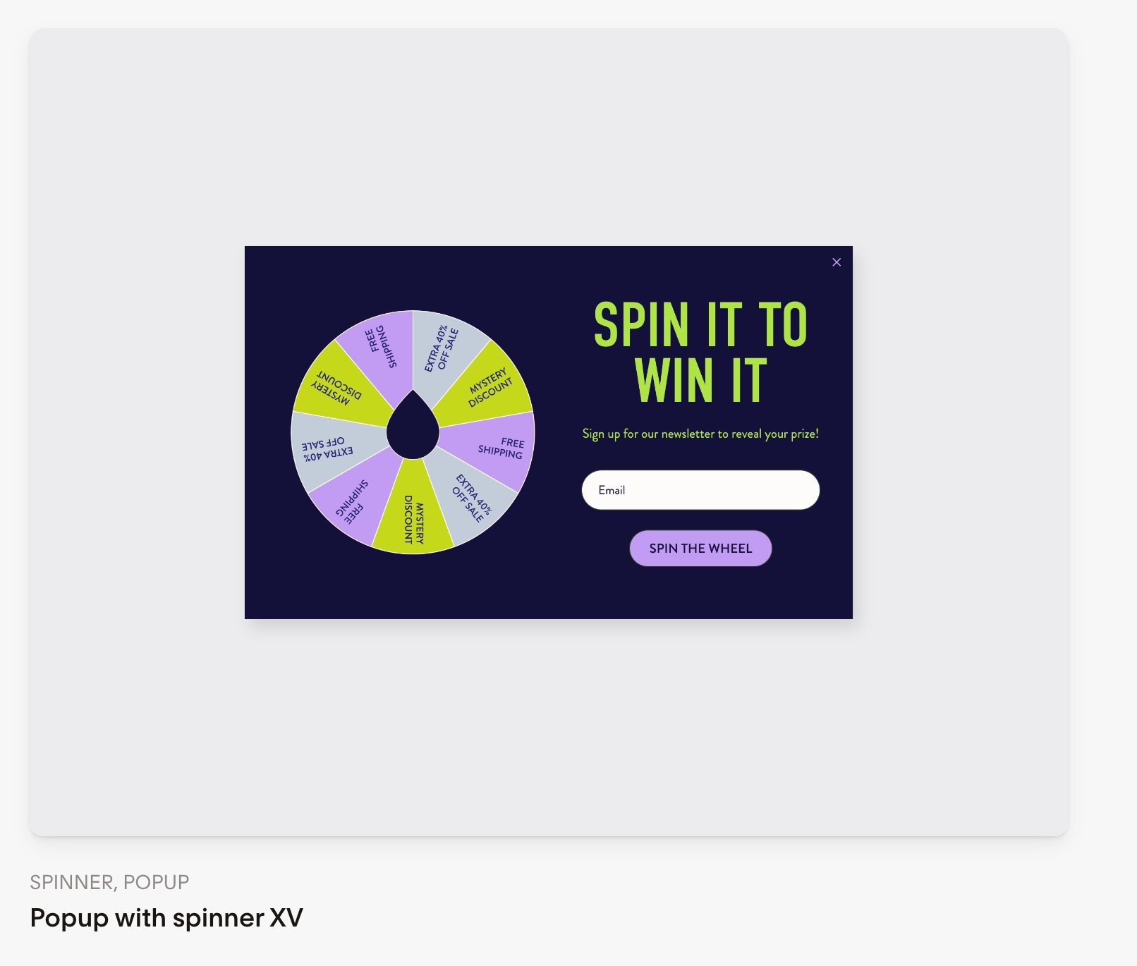 Spinner Pop-Up form