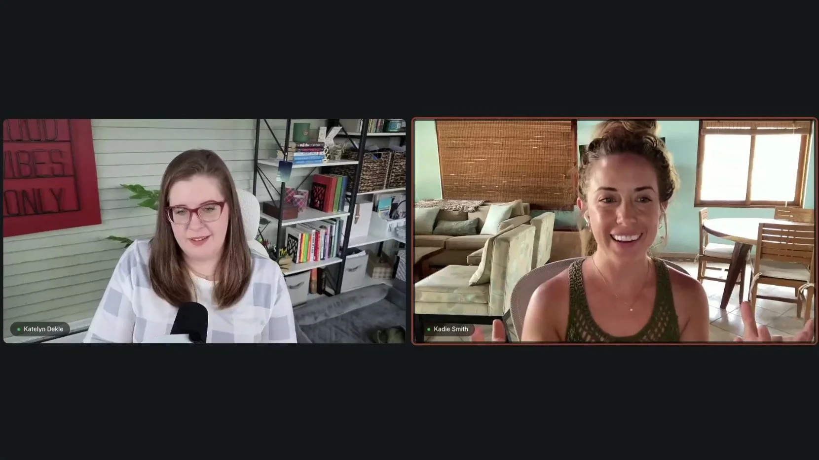 📸 Video screenshot of Kadie Smith & Katelyn Dekle hosting the workshop